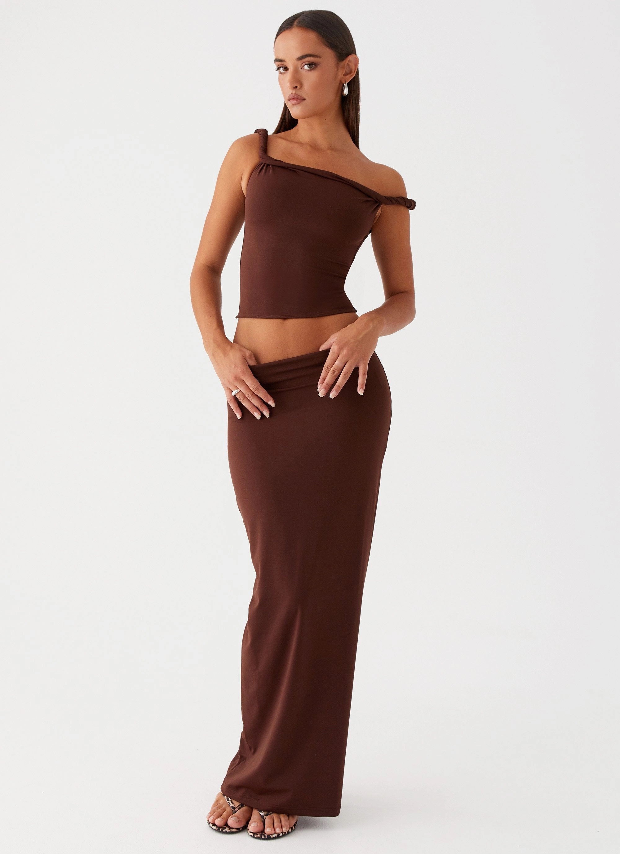 Earth Tones Solace Soul Maxi Skirt - Chocolate