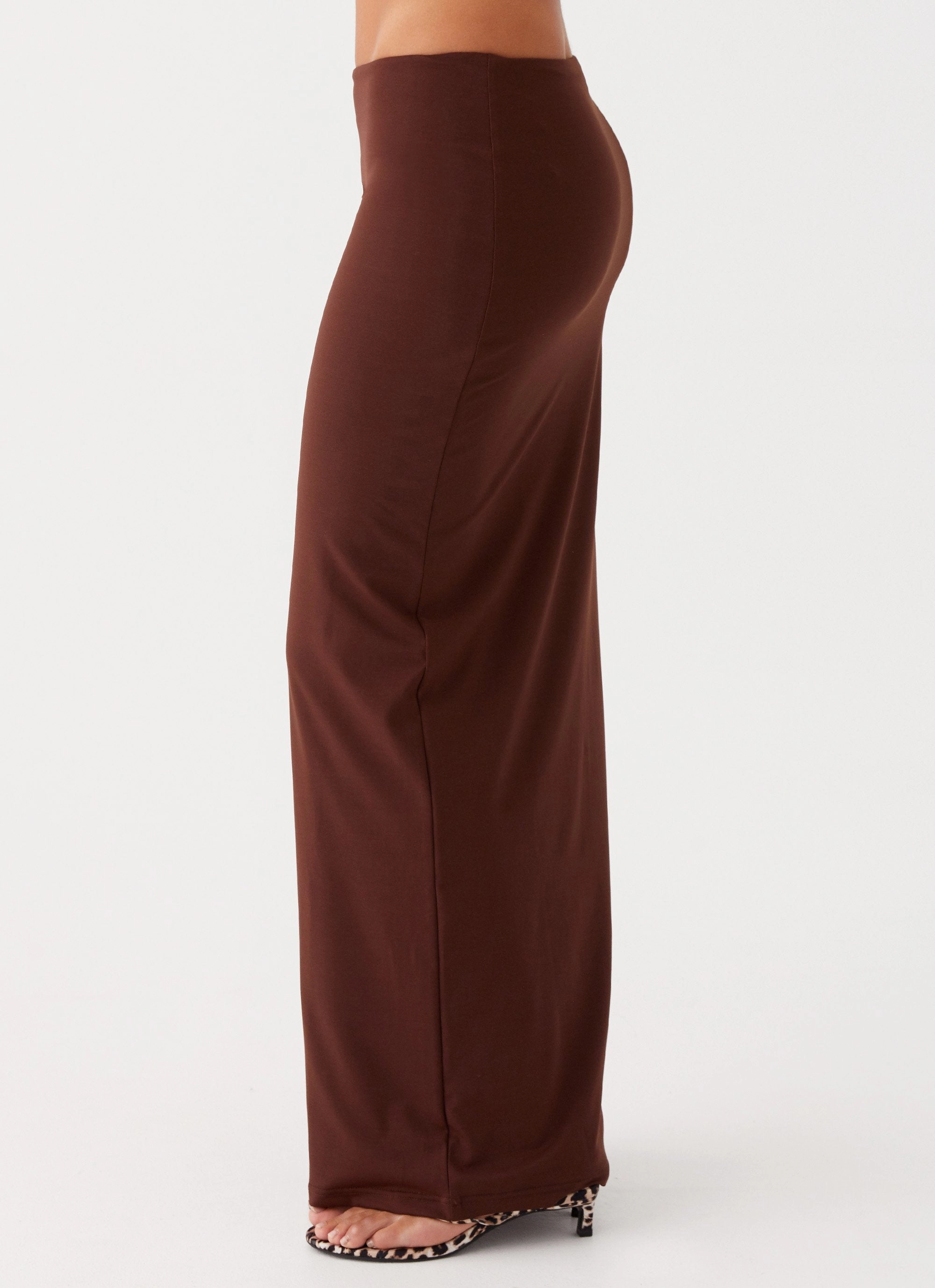 Quick Fit Simple Look Solace Soul Maxi Skirt - Chocolate