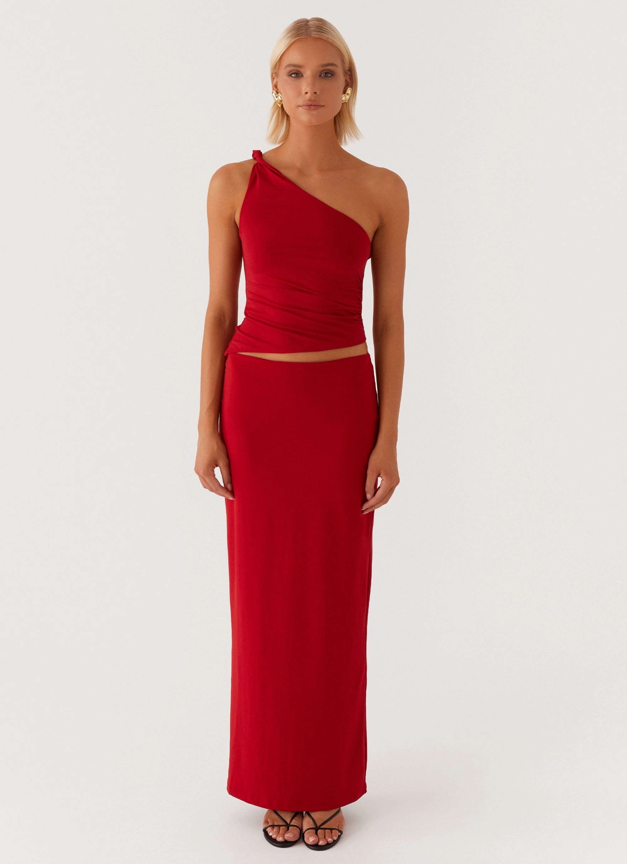 Solace Soul Maxi Skirt - Red Fresh Aesthetic