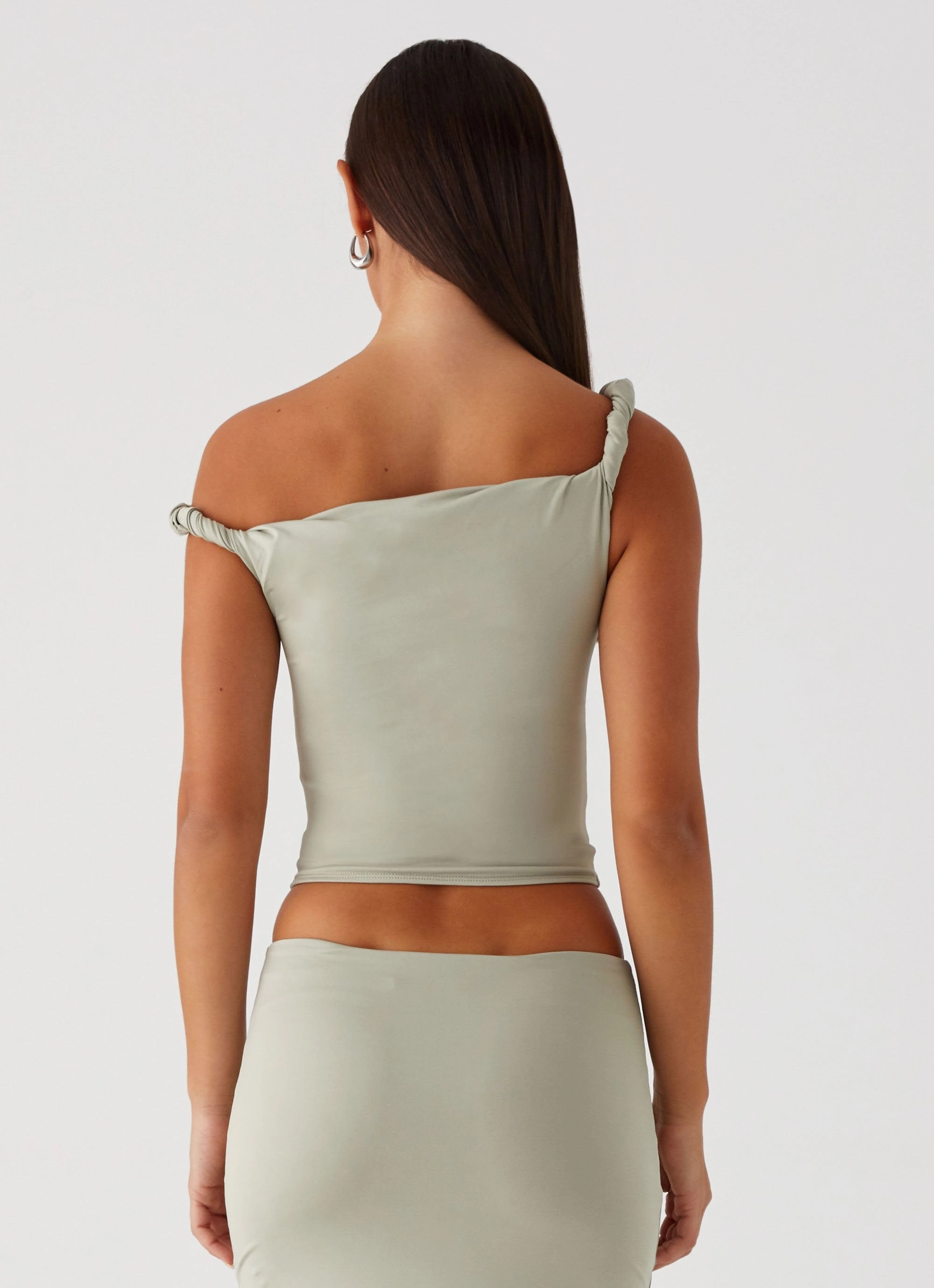 Solace Soul Twist Shoulder Top - Sage Eco Friendly Dye Process