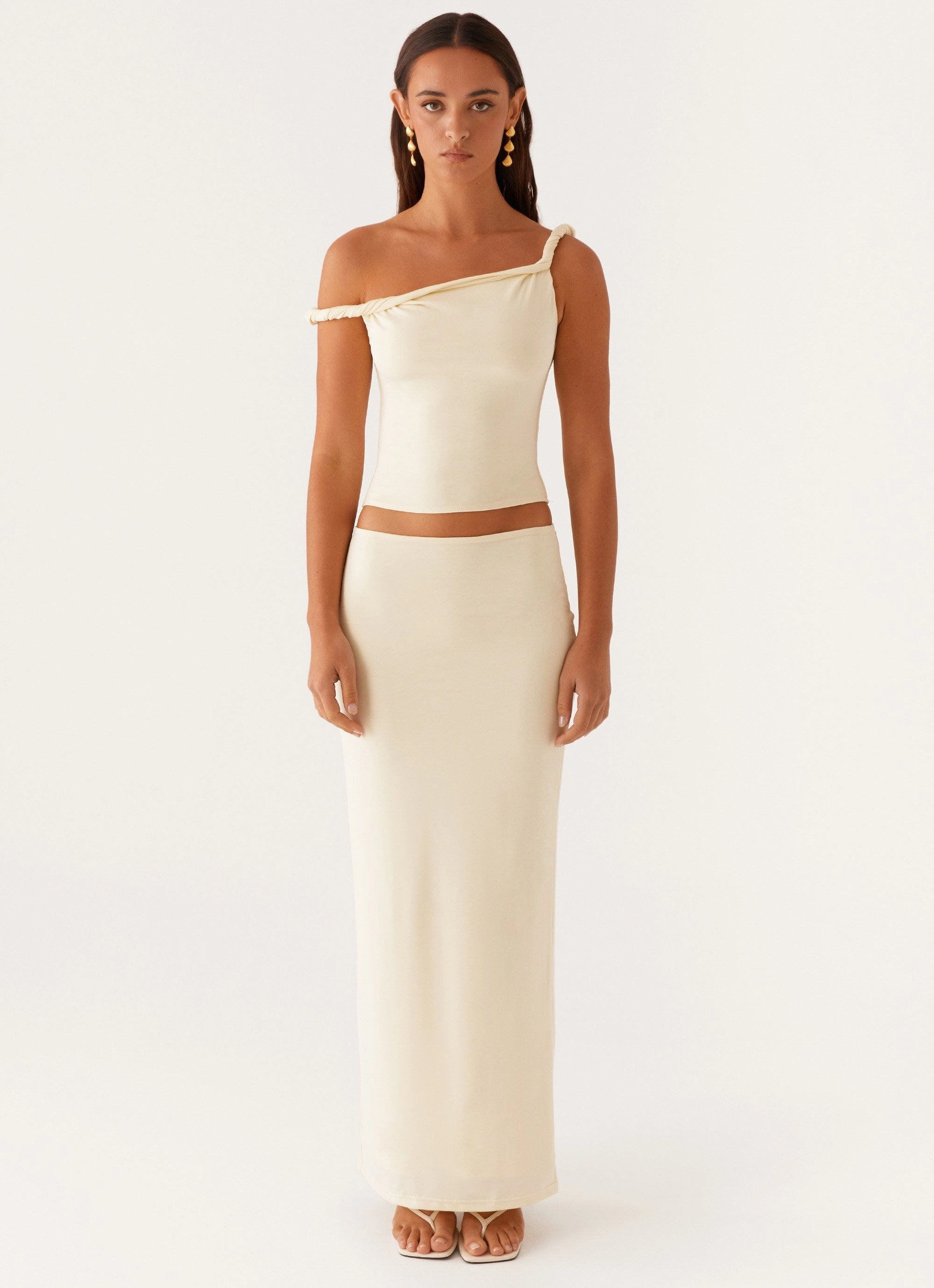 LongLastingDurability Solace Soul Twist Shoulder Top - Yellow