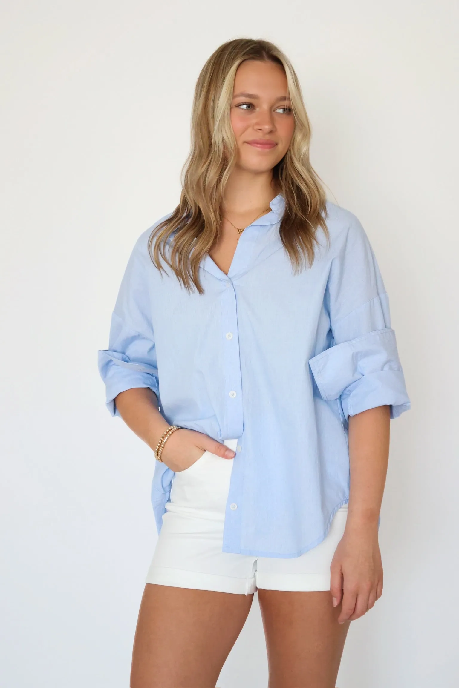 Tagless Neckline Boston Pinstripe Top