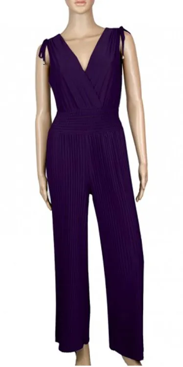 Solid Color Pleated Jumpsuits Wholesale