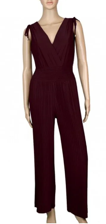 Solid Color Pleated Jumpsuits Wholesale