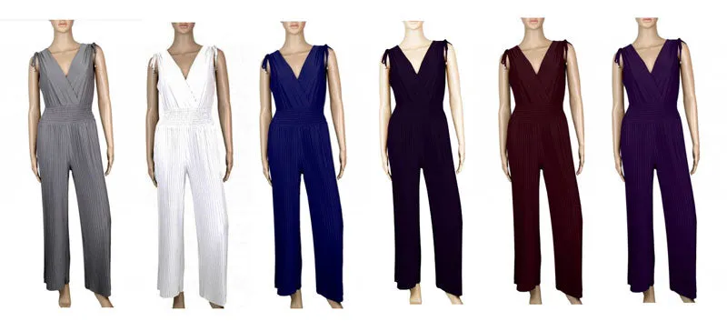 Solid Color Pleated Jumpsuits Wholesale