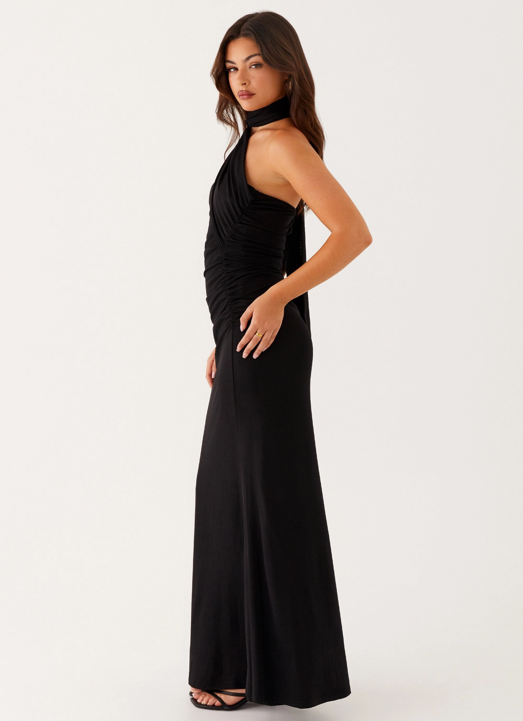 Sheer-Overlay Light Shape Songbird Maxi Dress - Black