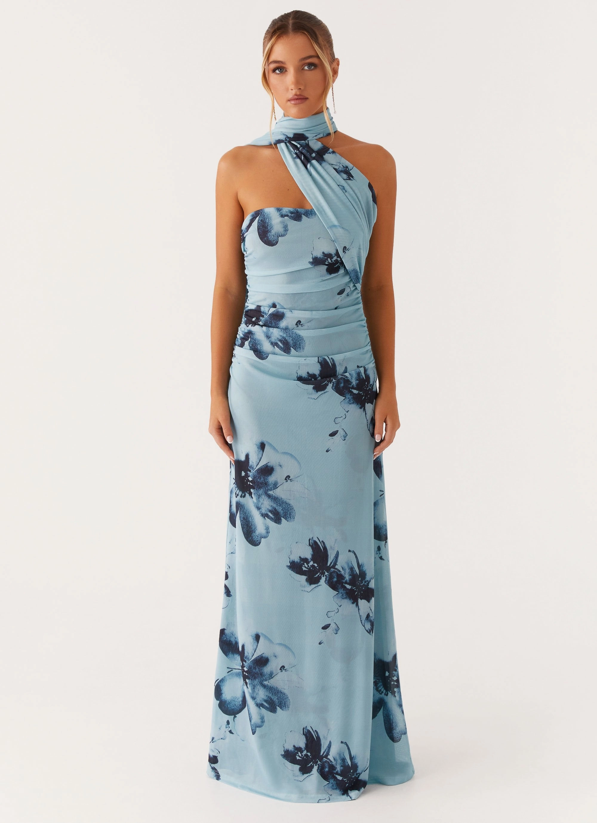 Matte Look Songbird Maxi Dress - Blue Black Floral