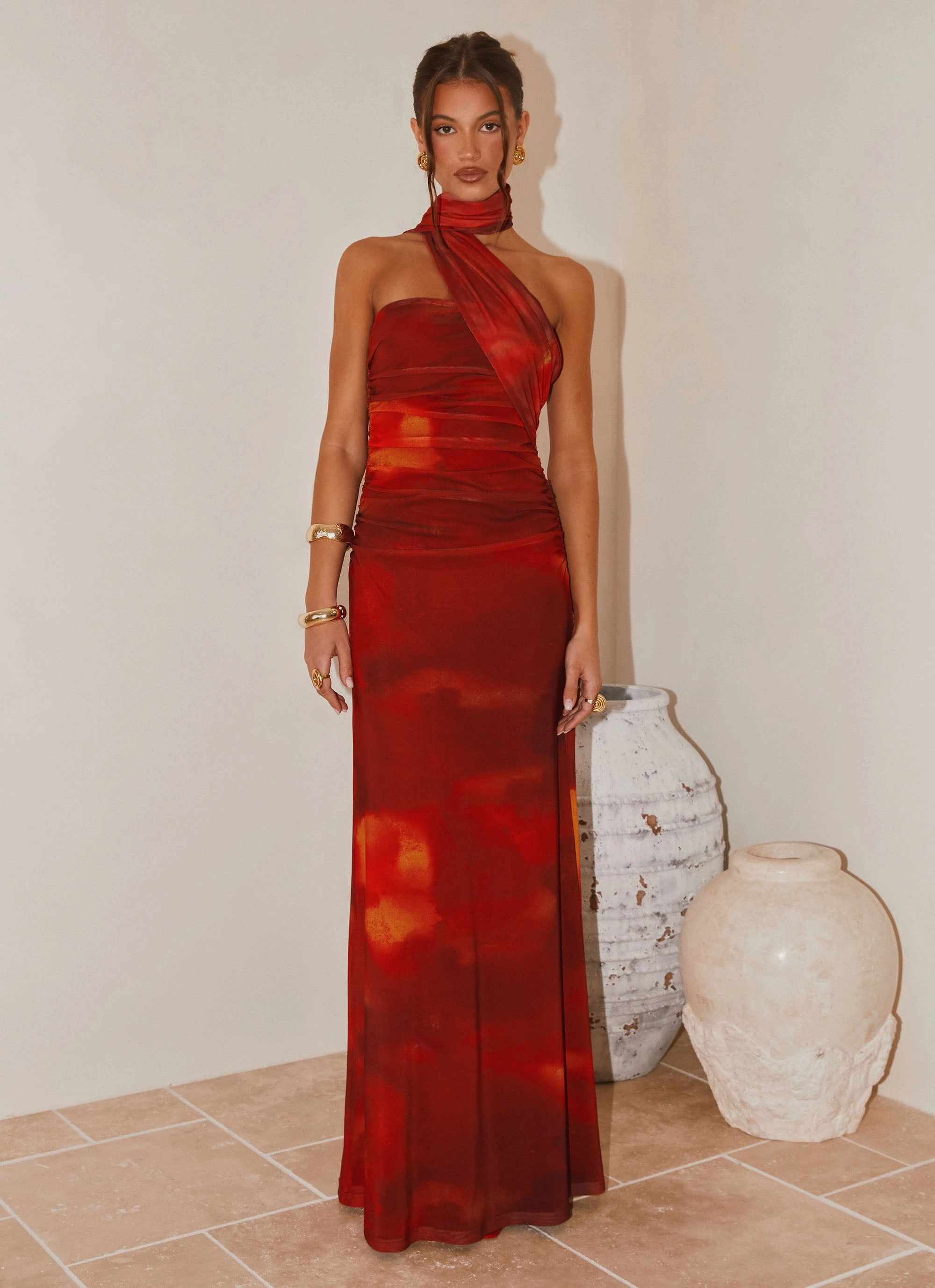 Songbird Maxi Dress - Scarlet Blur Layering-Piece