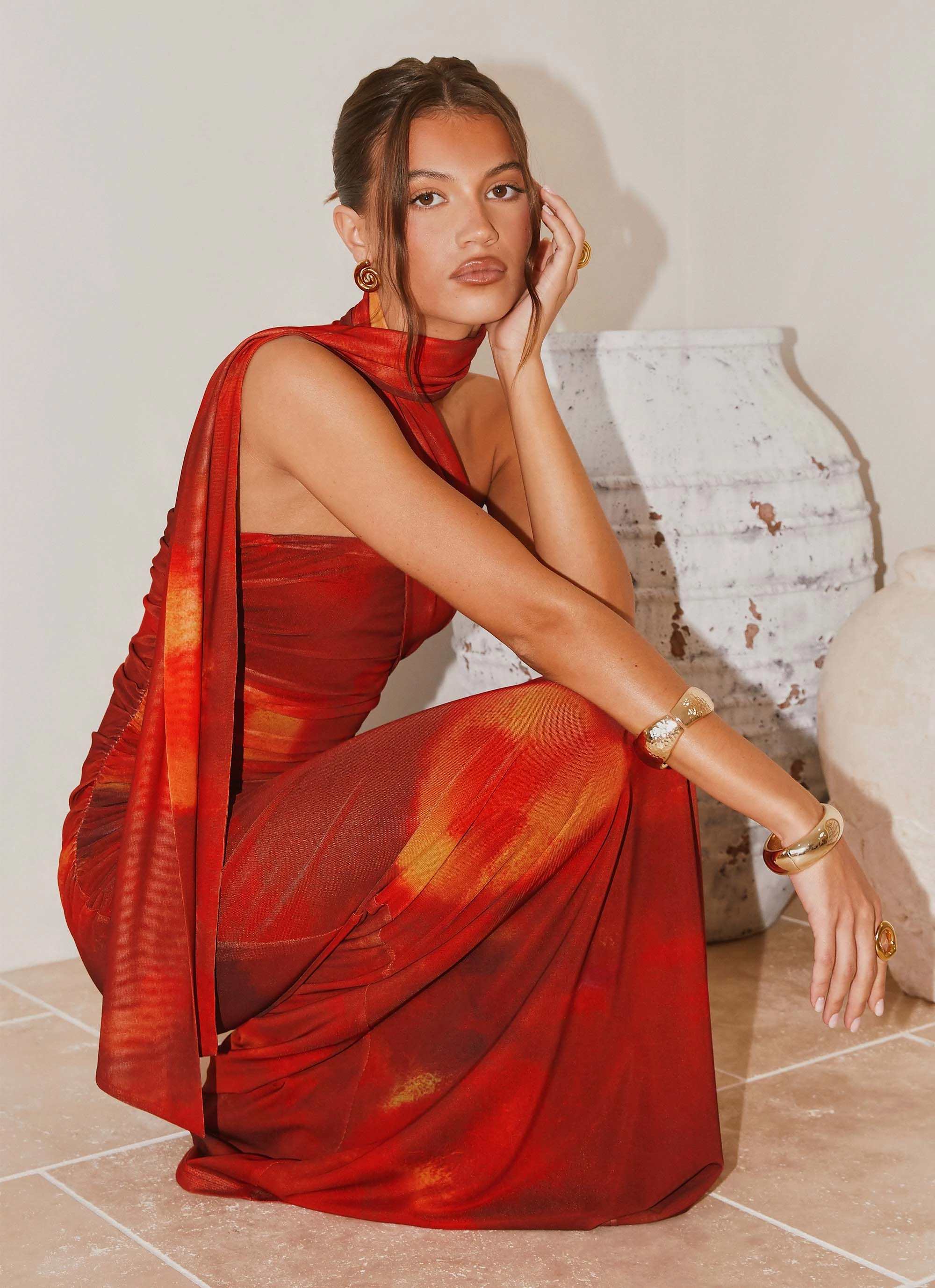 Songbird Maxi Dress - Scarlet Blur Cool Tone