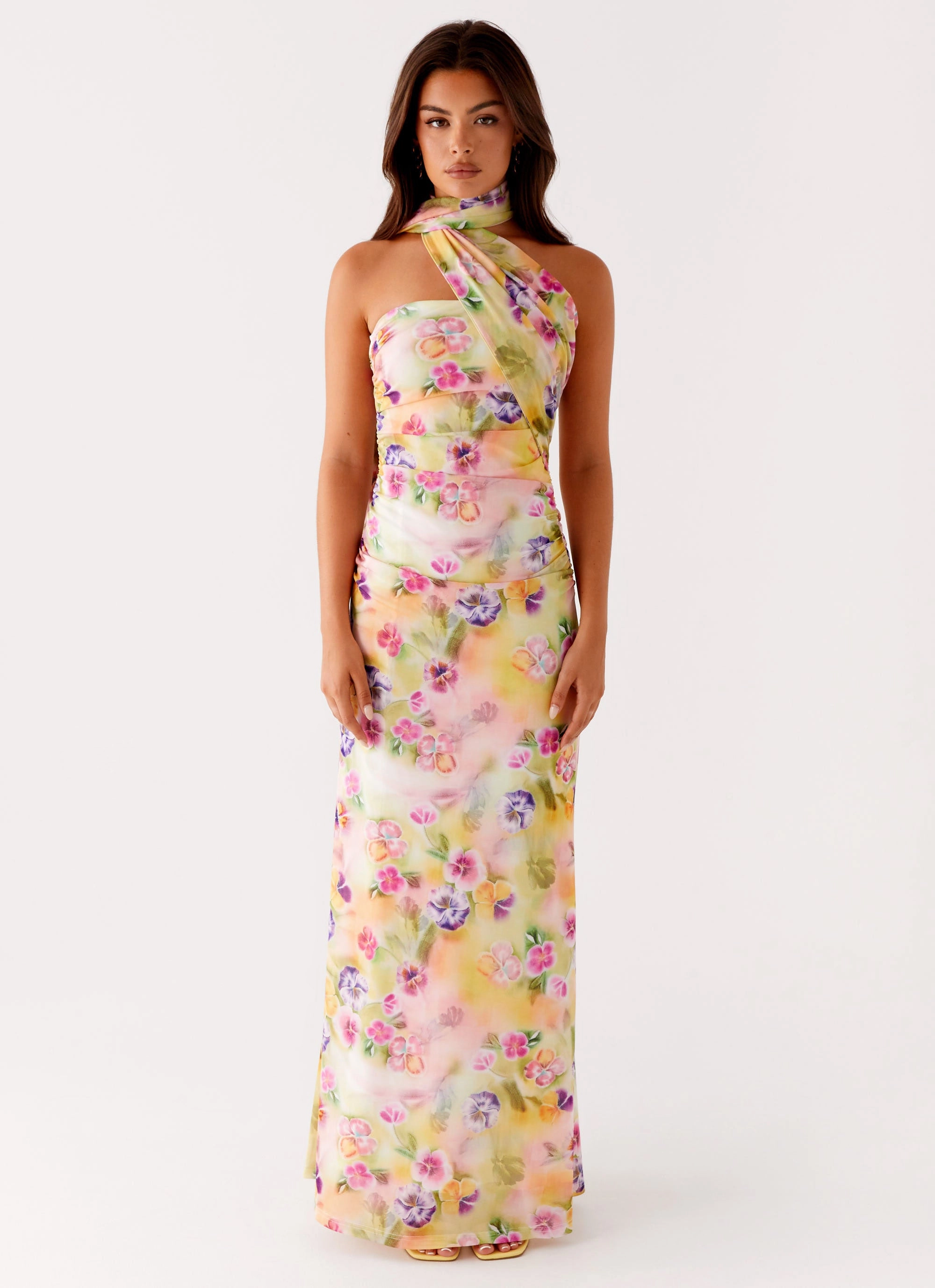 Nature Inspired Sculpted Form Songbird Maxi Dress - Sunburst Floral