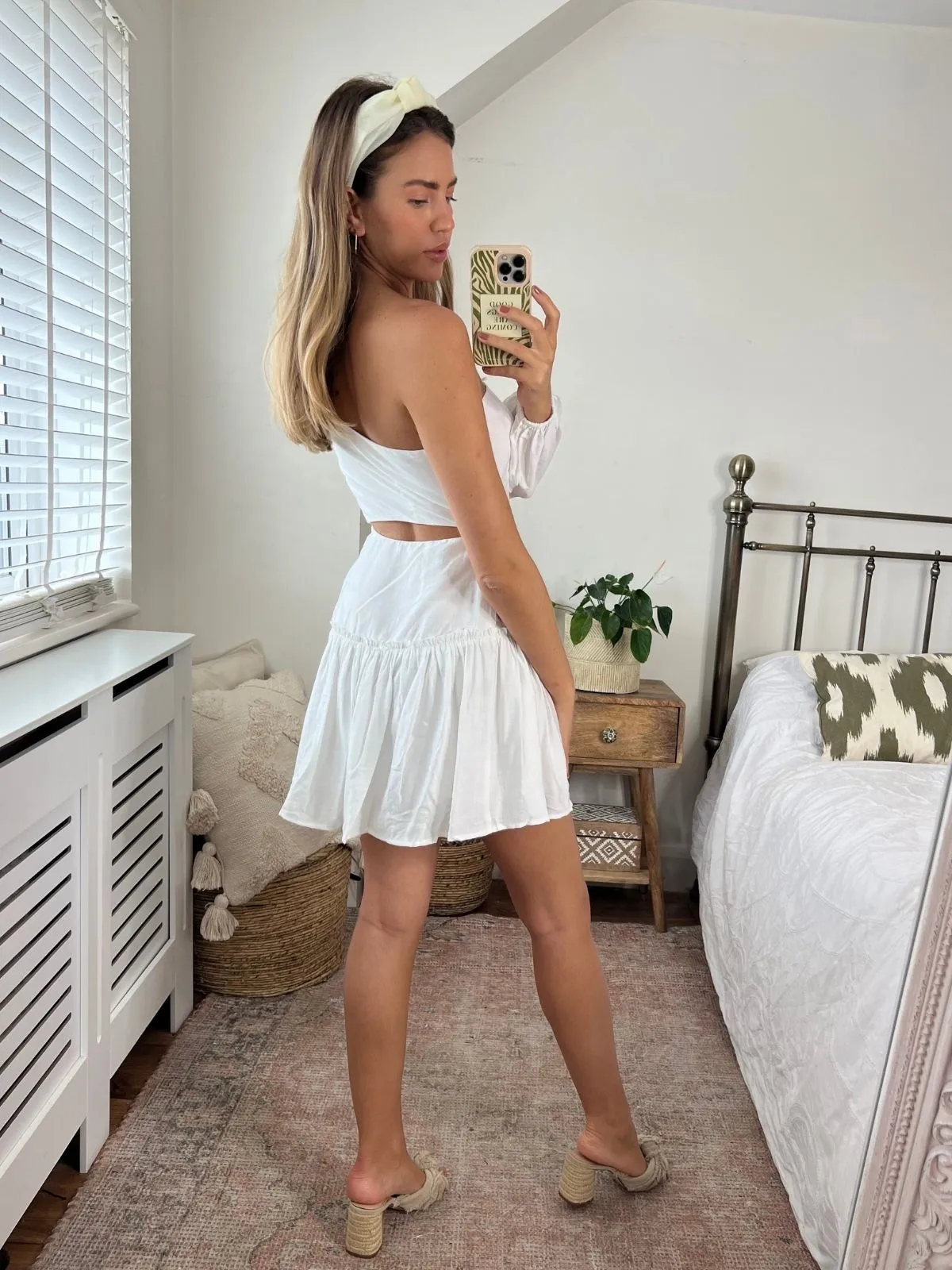 Nia One Shoulder Mini Dress / White Dressy Yet Comfortable Relaxed Finish