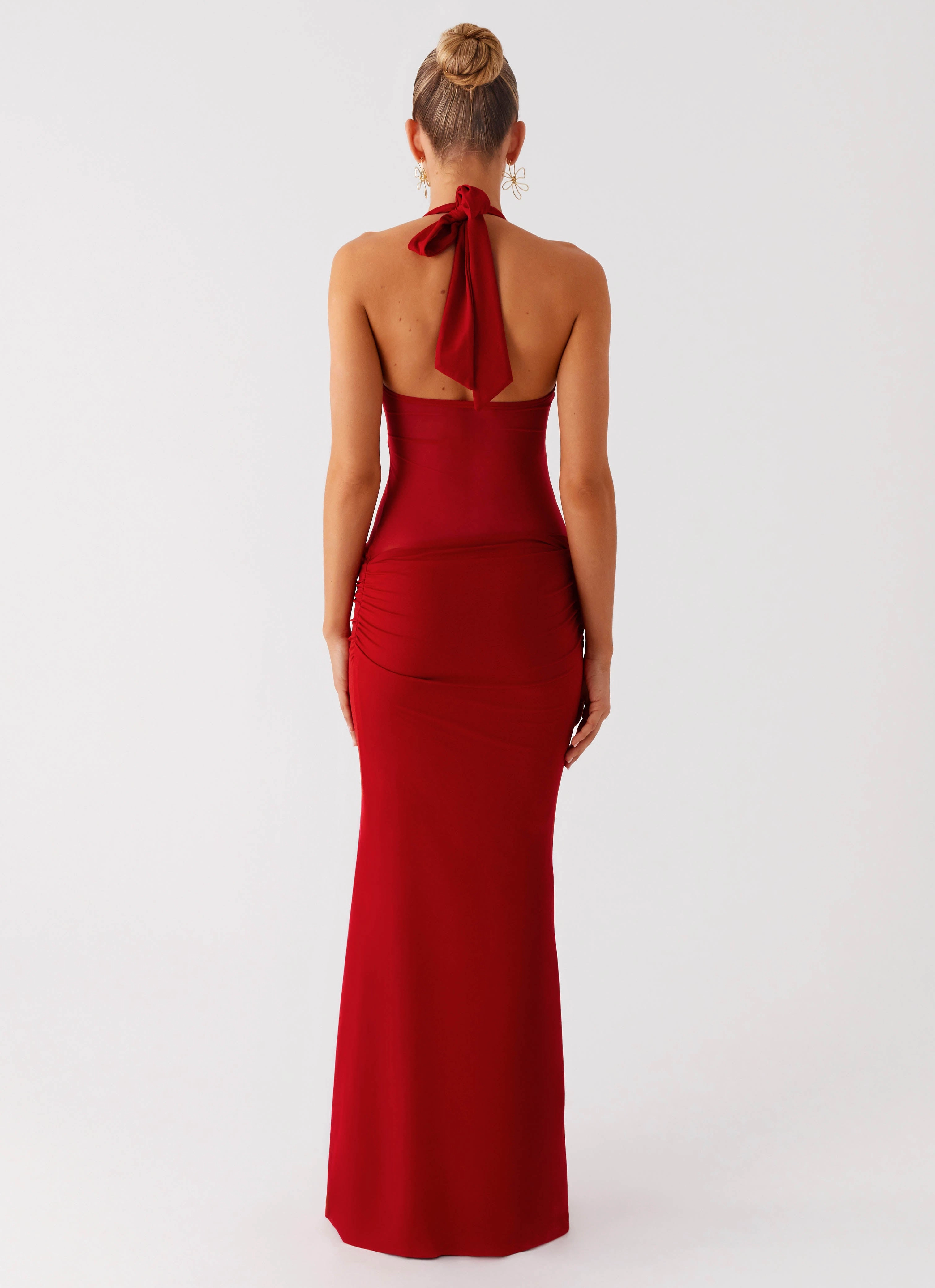 Billen Halter Maxi Dress - Red Night Vibes Sheer Panel