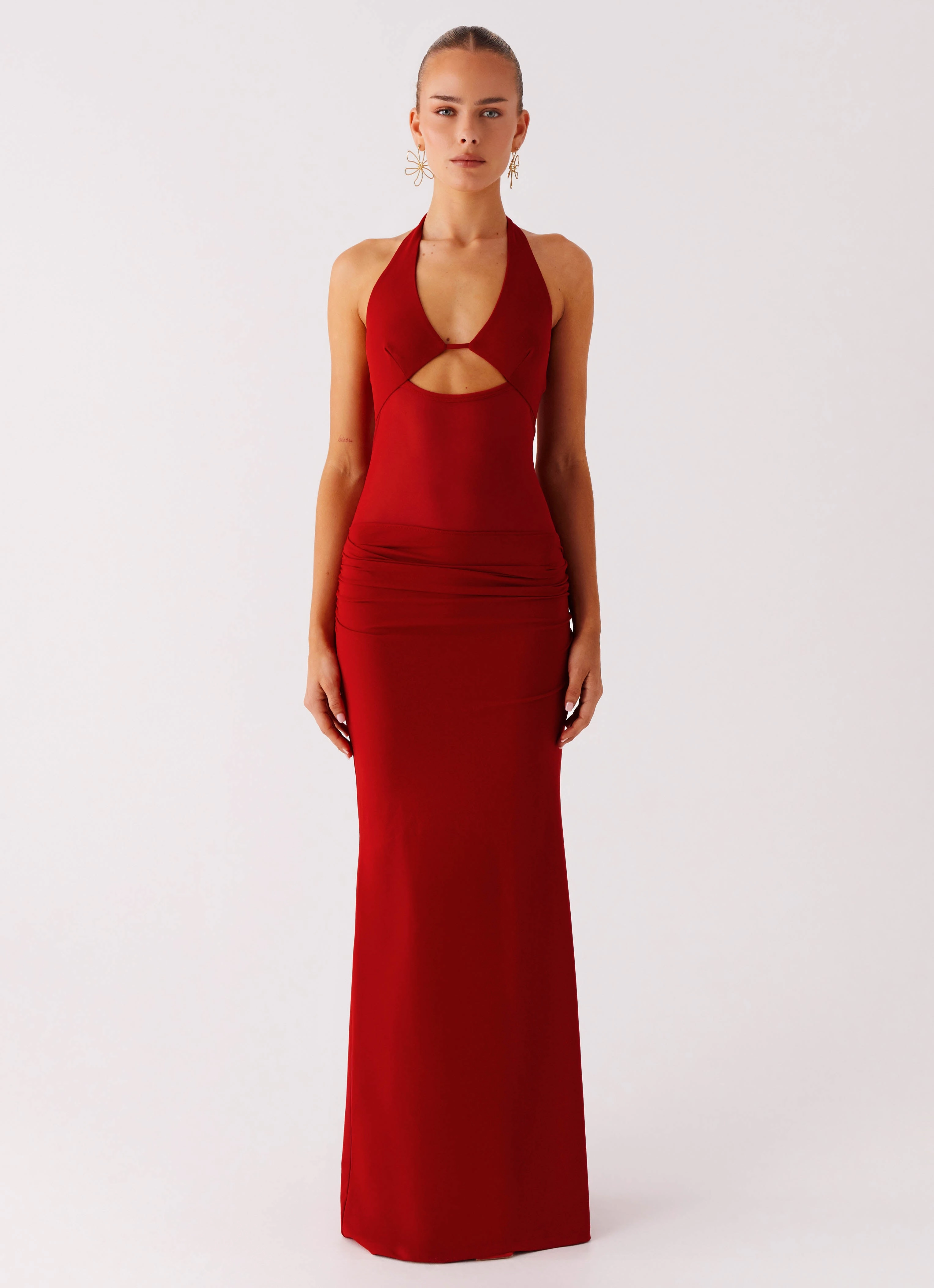 Heart Tone Billen Halter Maxi Dress - Red