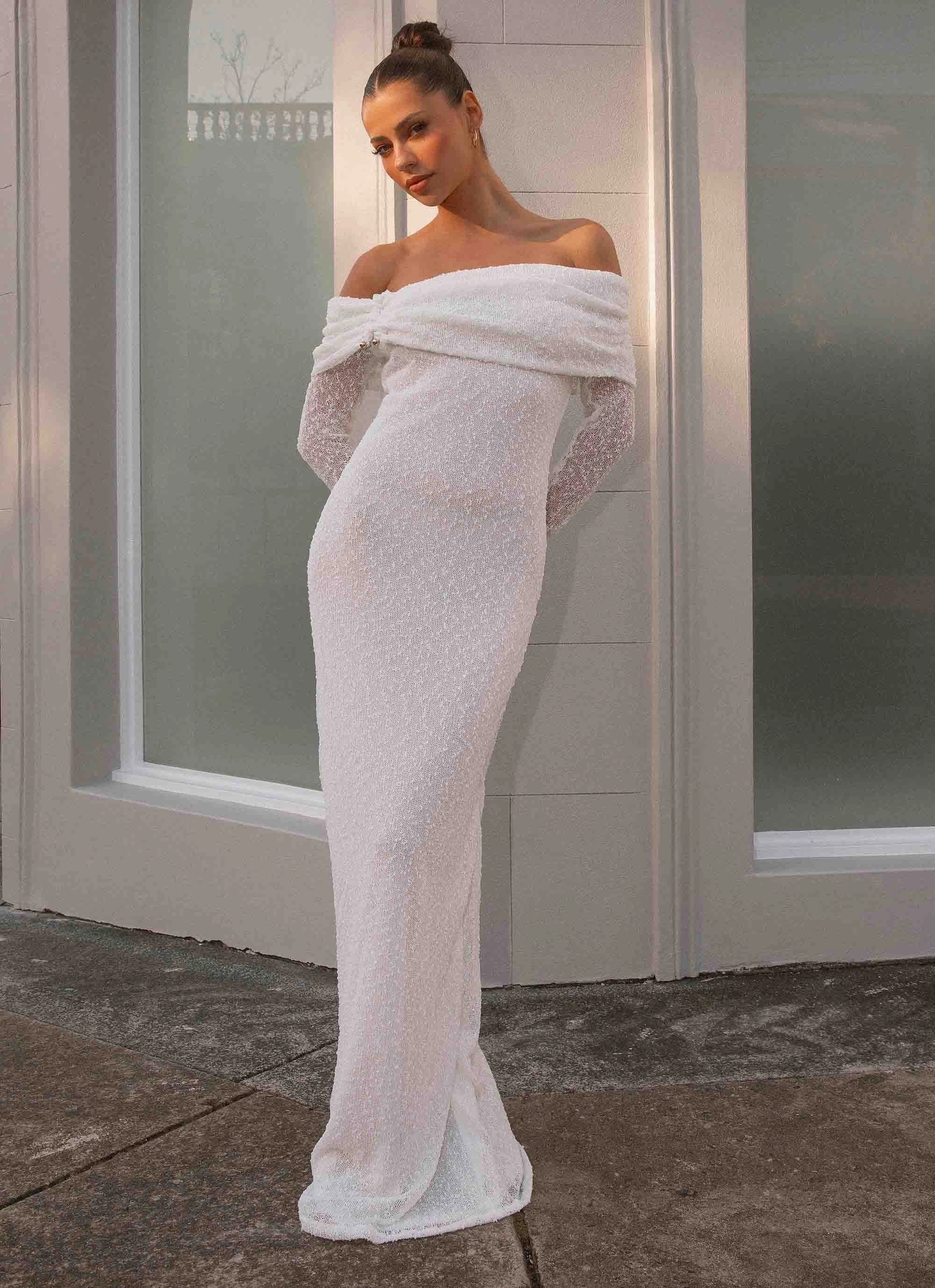 Pollyanna Knit Hardware Maxi Dress - Ivory Relax Cut