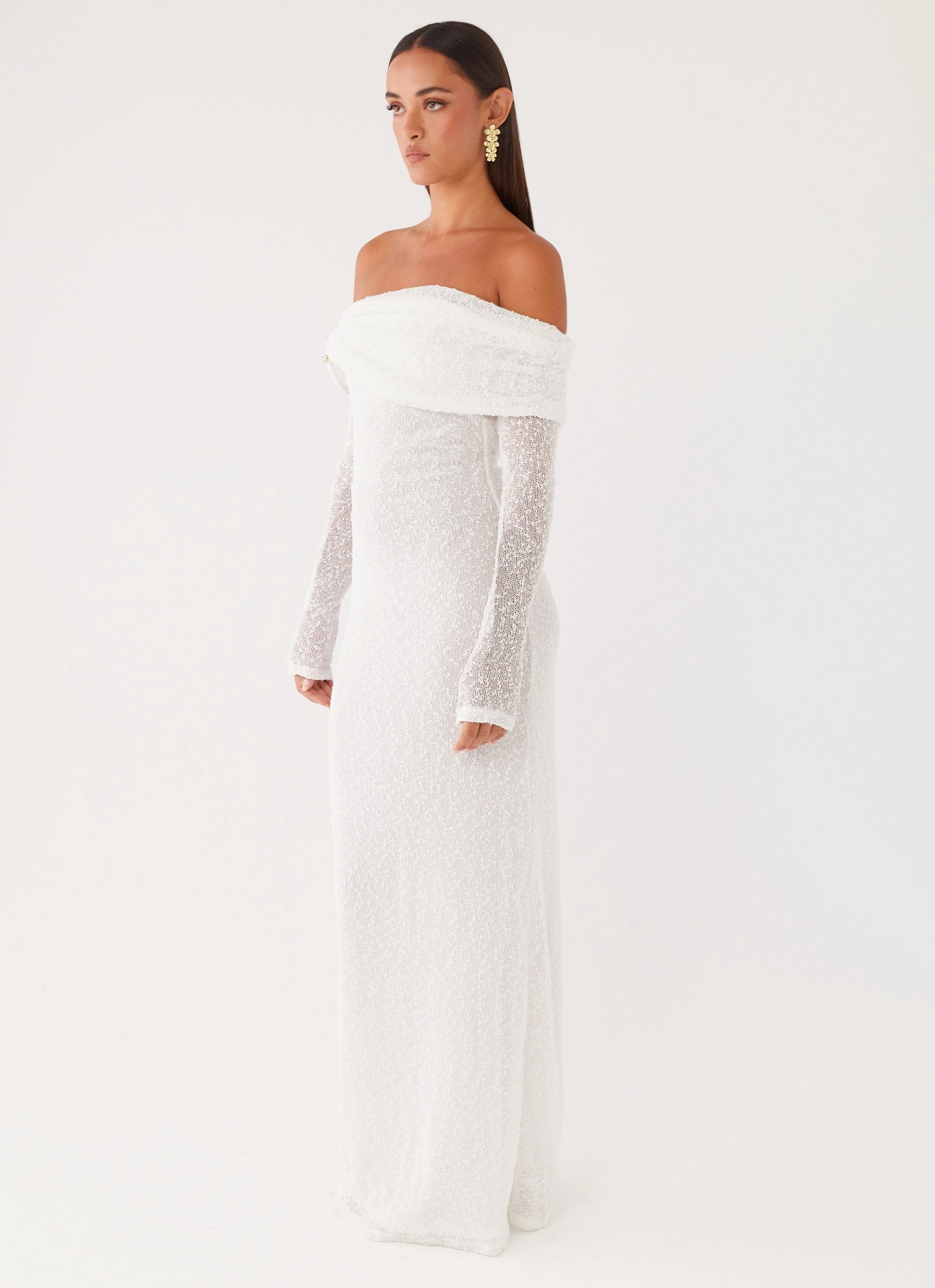 Pollyanna Knit Hardware Maxi Dress - Ivory Silk Flow