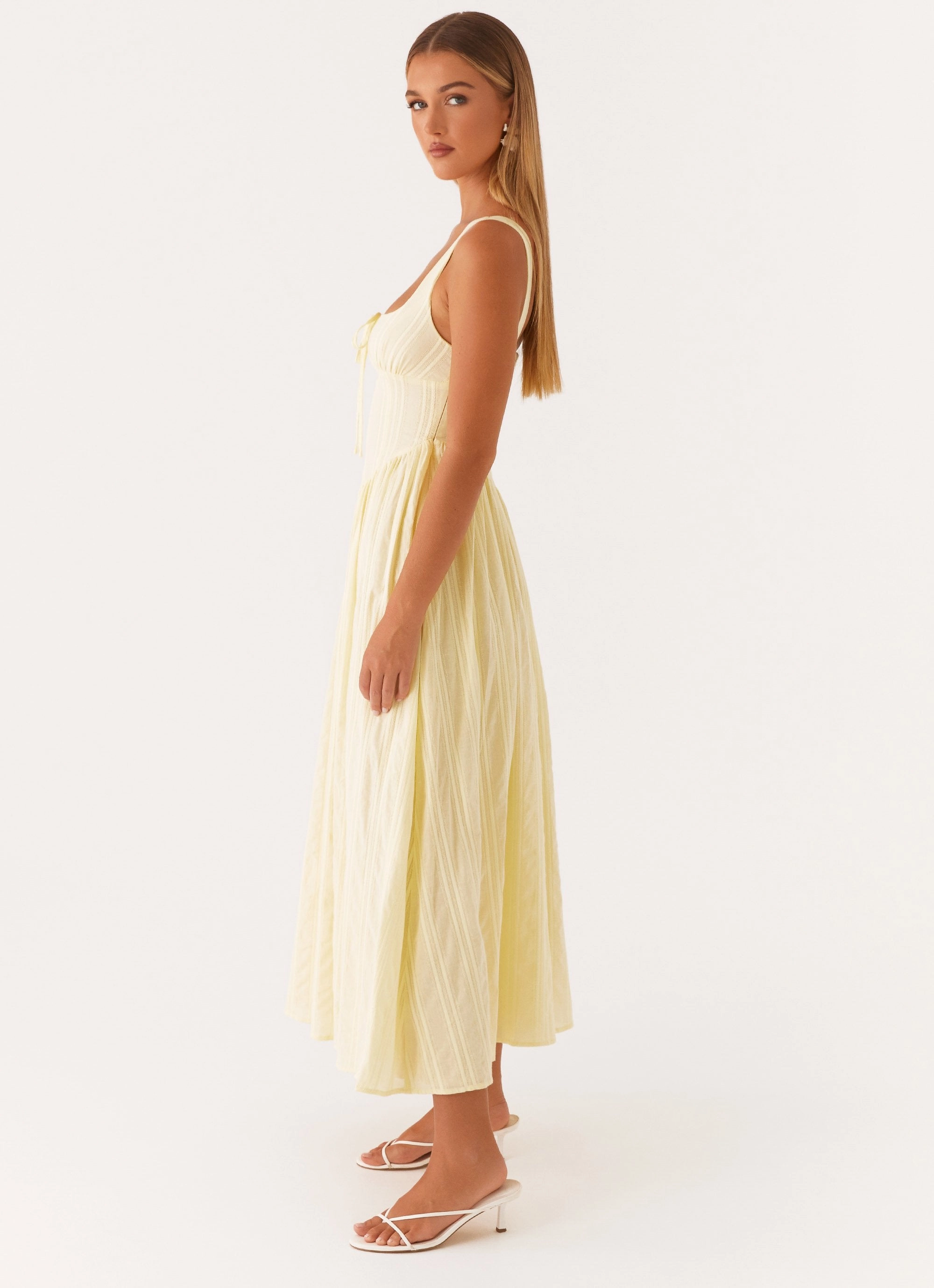 Sophisticated Waistband Fit Pascuelle Midi Dress - Yellow