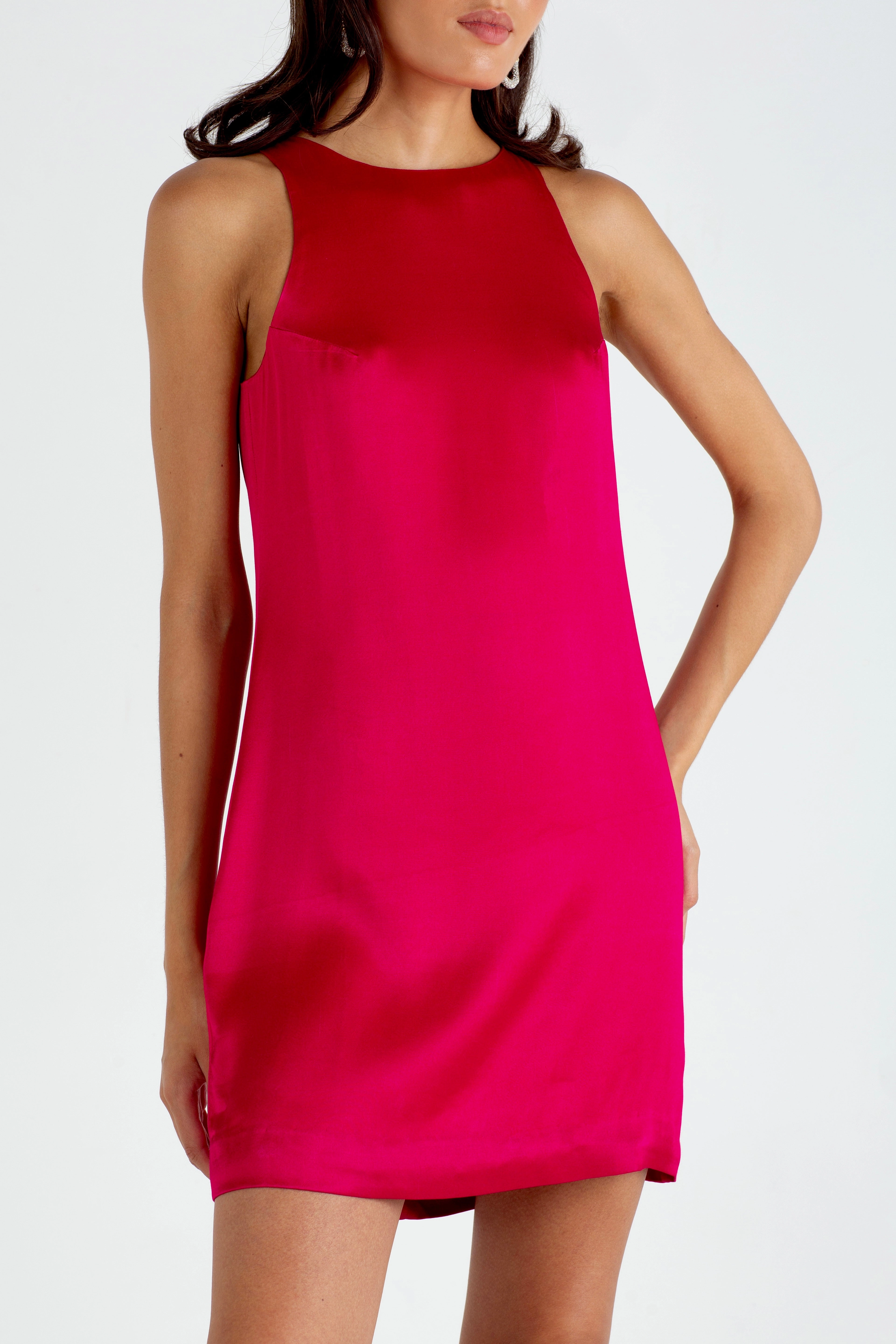 Comfy Flex "The Victoria" - Satin Bow Dress (Berry)