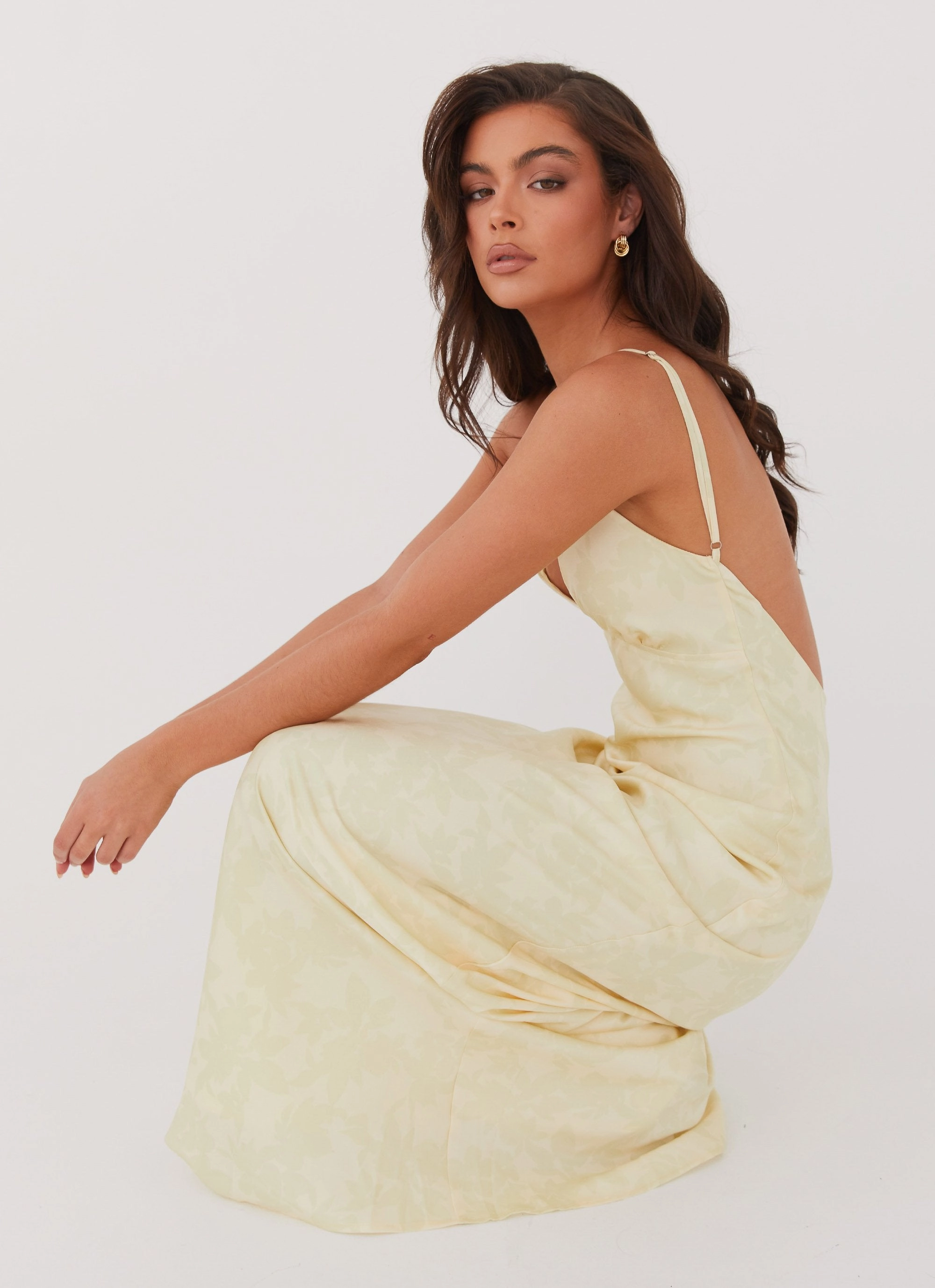 Sorrento Sun Maxi Dress - Yellow Floral Cool Texture Soft Tone