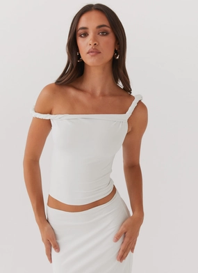 Solace Soul Twist Shoulder Top - Ivory Date-Night
