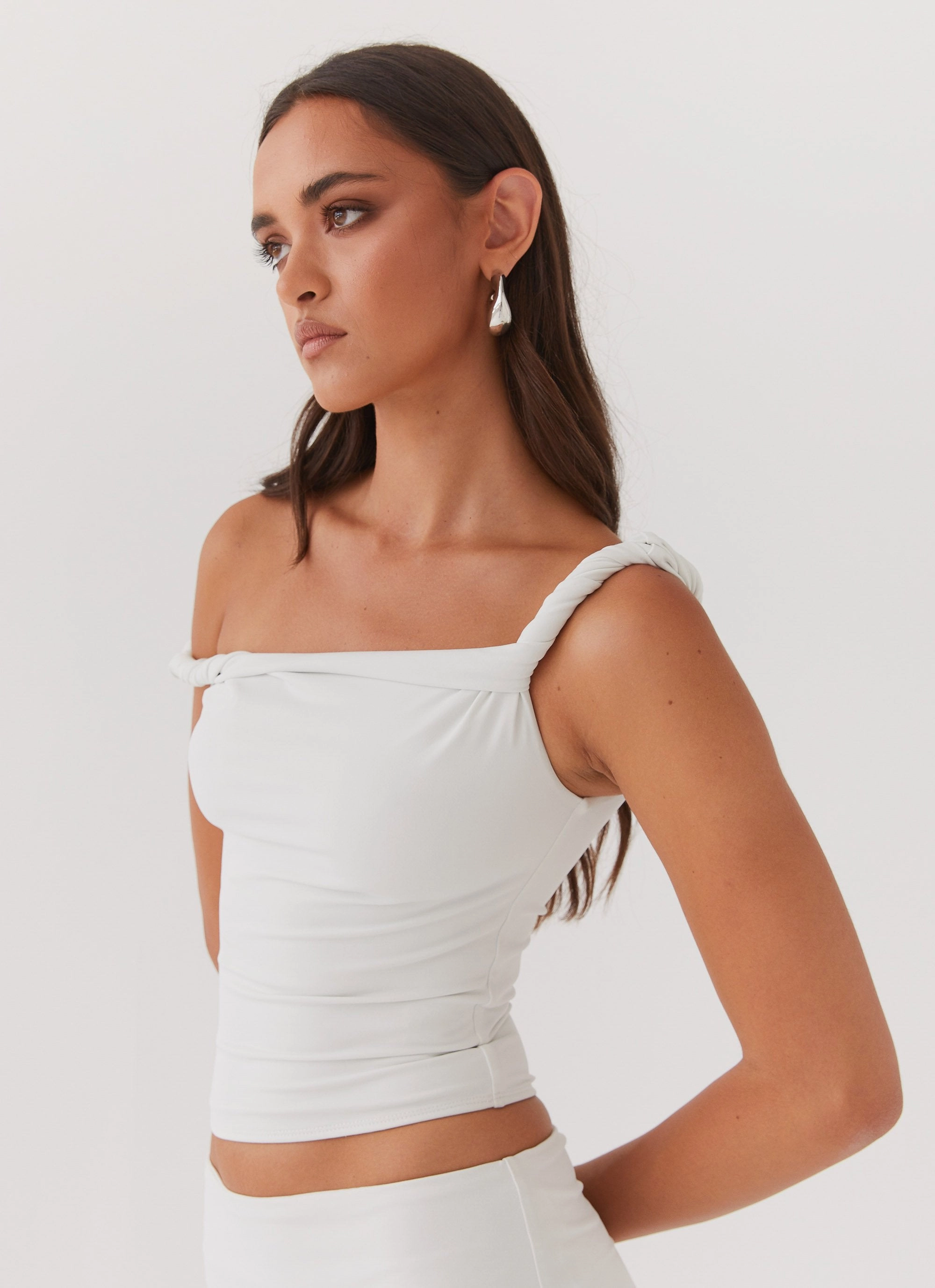 Solace Soul Twist Shoulder Top - Ivory Balanced Texture Eye Catching