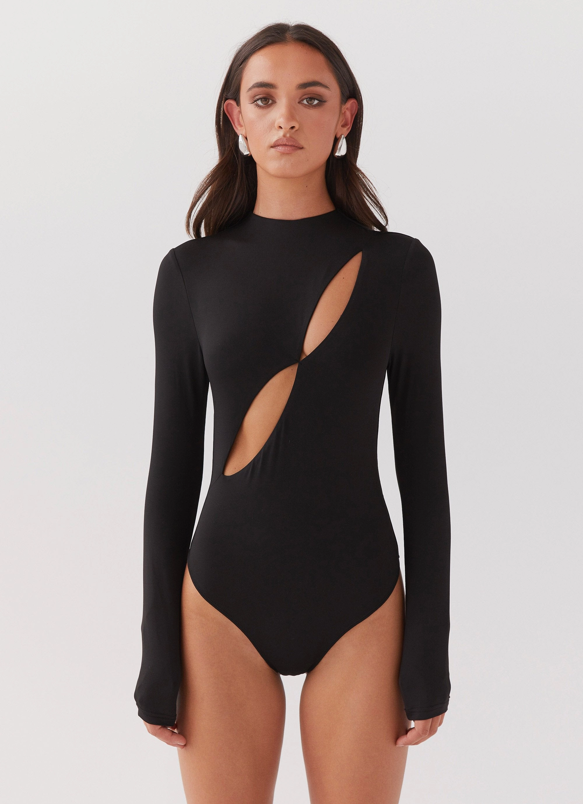 Biodegradable material Special Affair Long Sleeve Bodysuit - Black