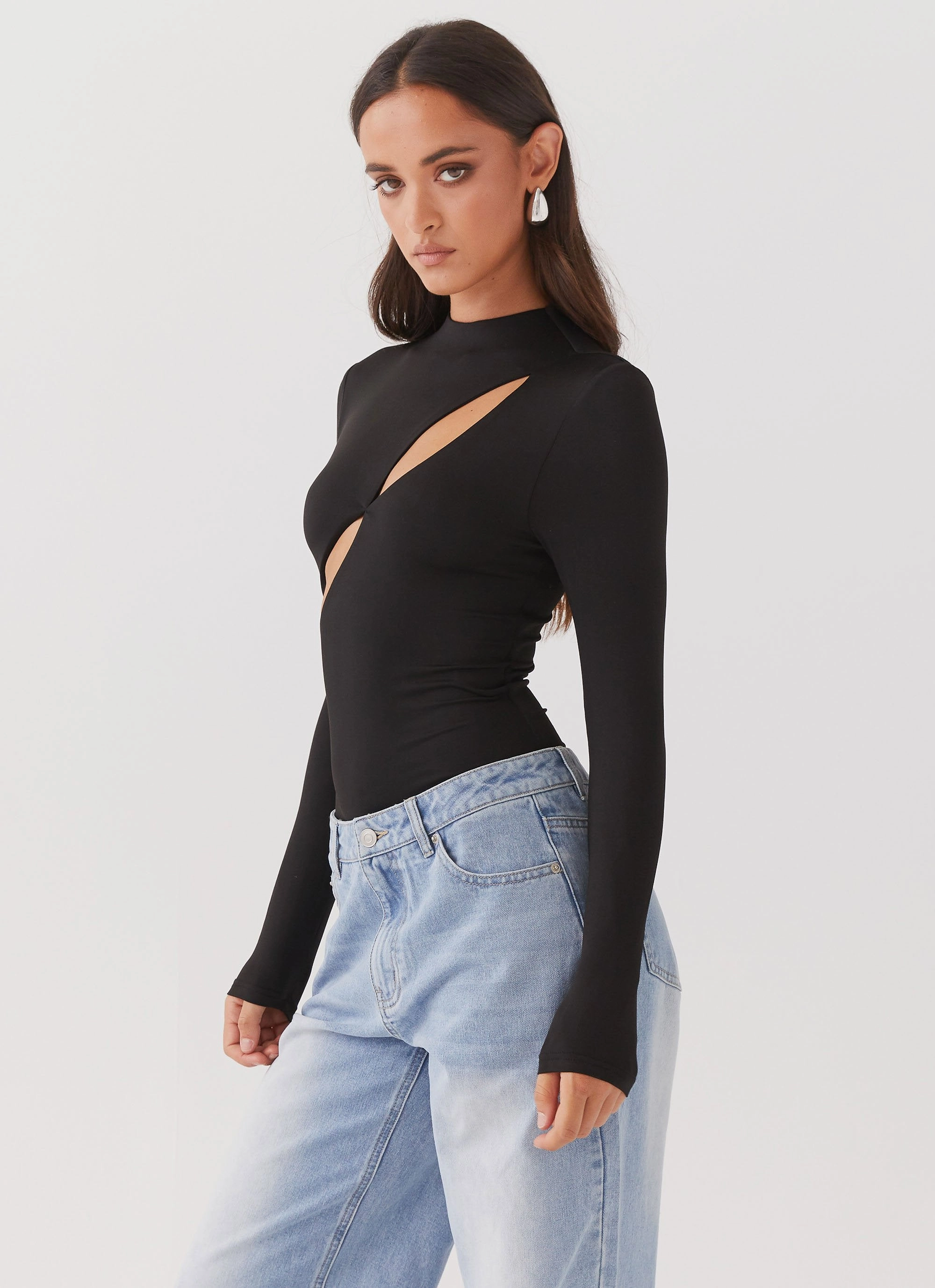 Special Affair Long Sleeve Bodysuit - Black Bonded Seam Durability