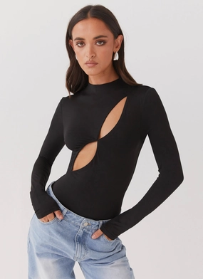 Special Affair Long Sleeve Bodysuit - Black OrganicCottonBlend NonFade Dye