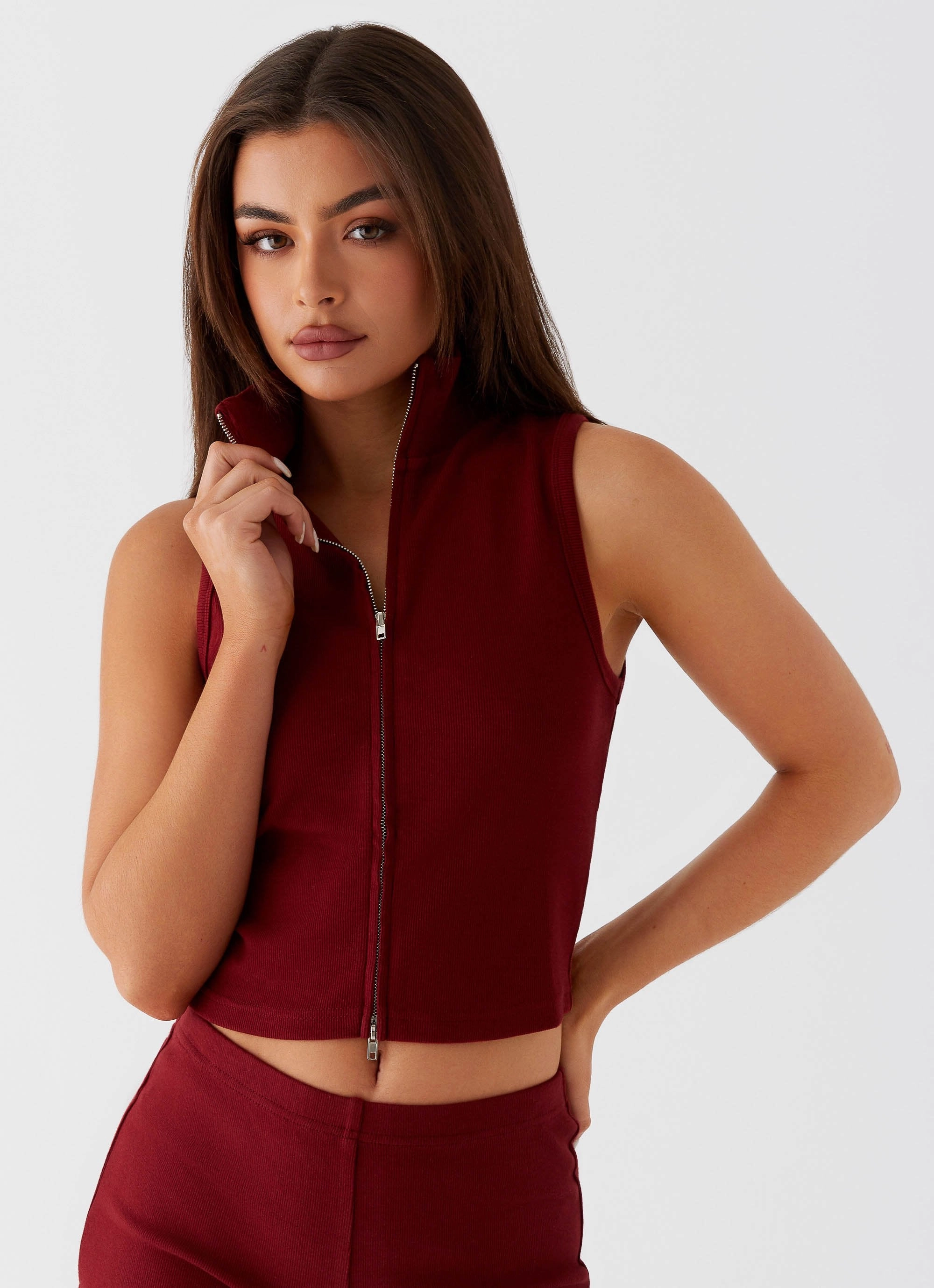 Spectate Collar Top - Maroon BreathableMoistureBarrier Casual Pullover