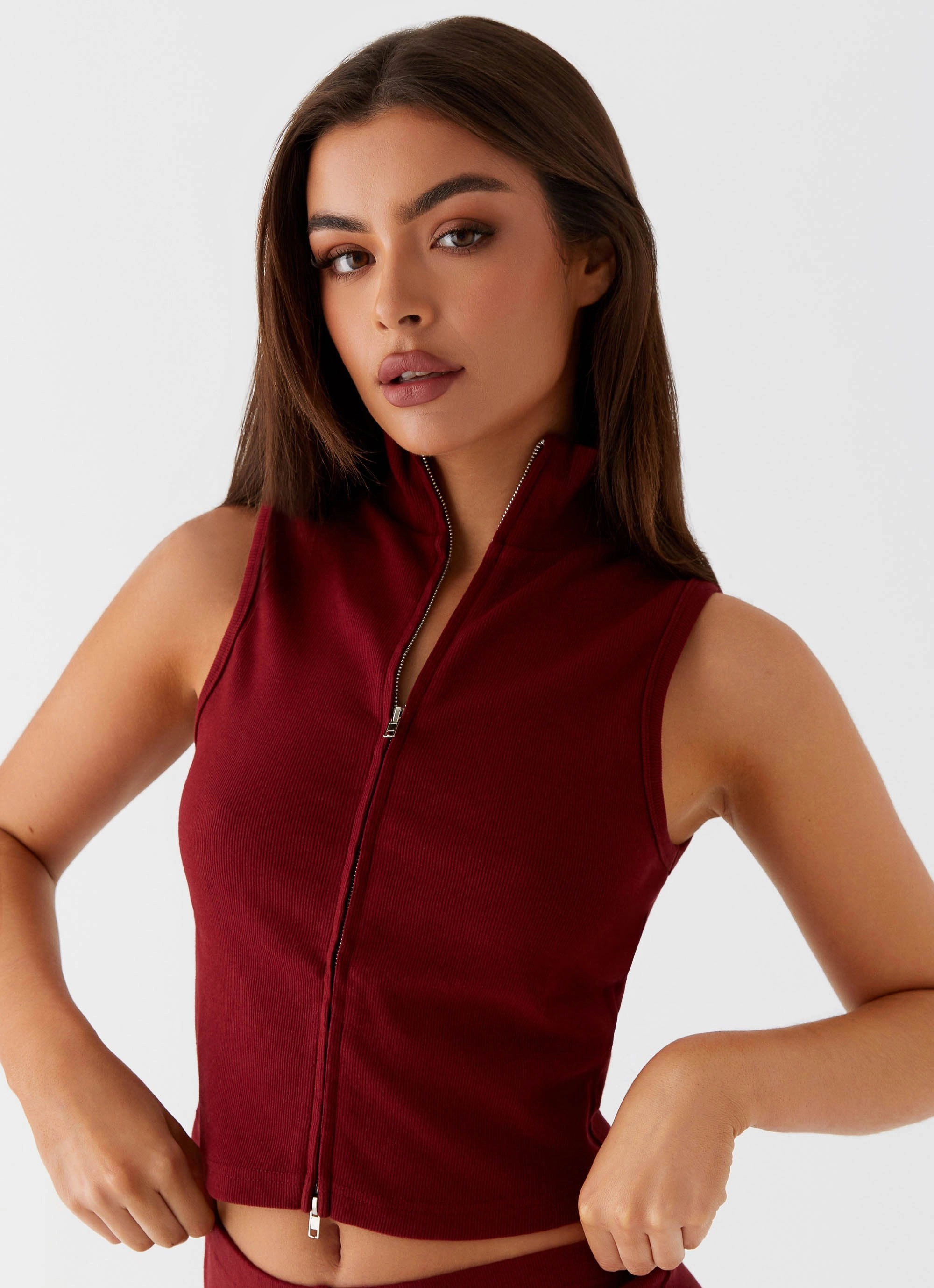 Spectate Collar Top - Maroon Heather Effect Finish WrinkleResistant
