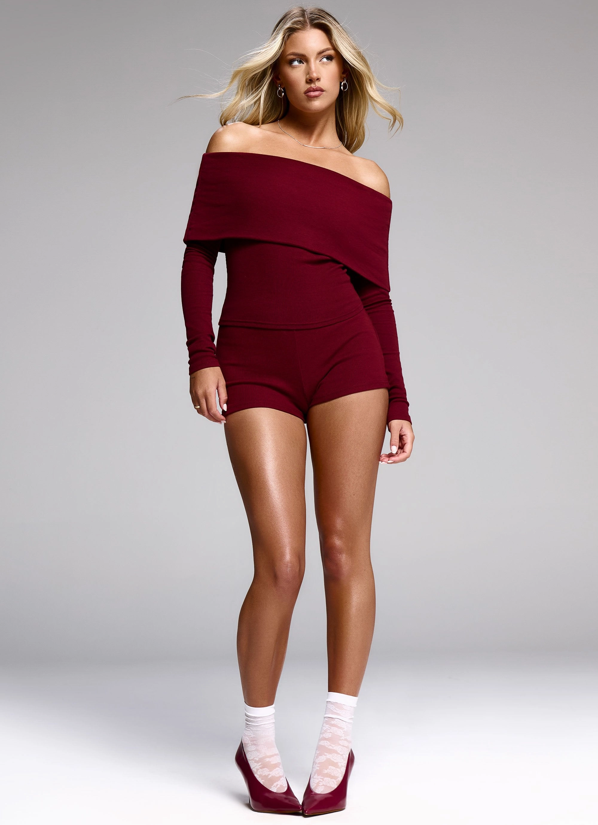 Spectate Mini Shorts - Maroon Minimal Stretch Fit