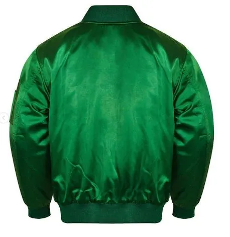 Spine Spark MA-1 Green Satin Varsity Jacket Green Rib