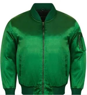 Spine Spark MA-1 Green Satin Varsity Jacket Green Rib