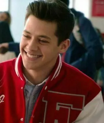 Spine Spark Musical EJ Red Wool Varsity Jacket White Leather Sleeves