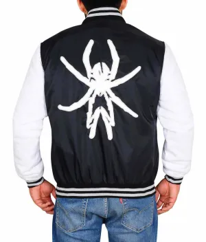 Spine Spark Rock Band Style Black White Bomber Satin Jacket