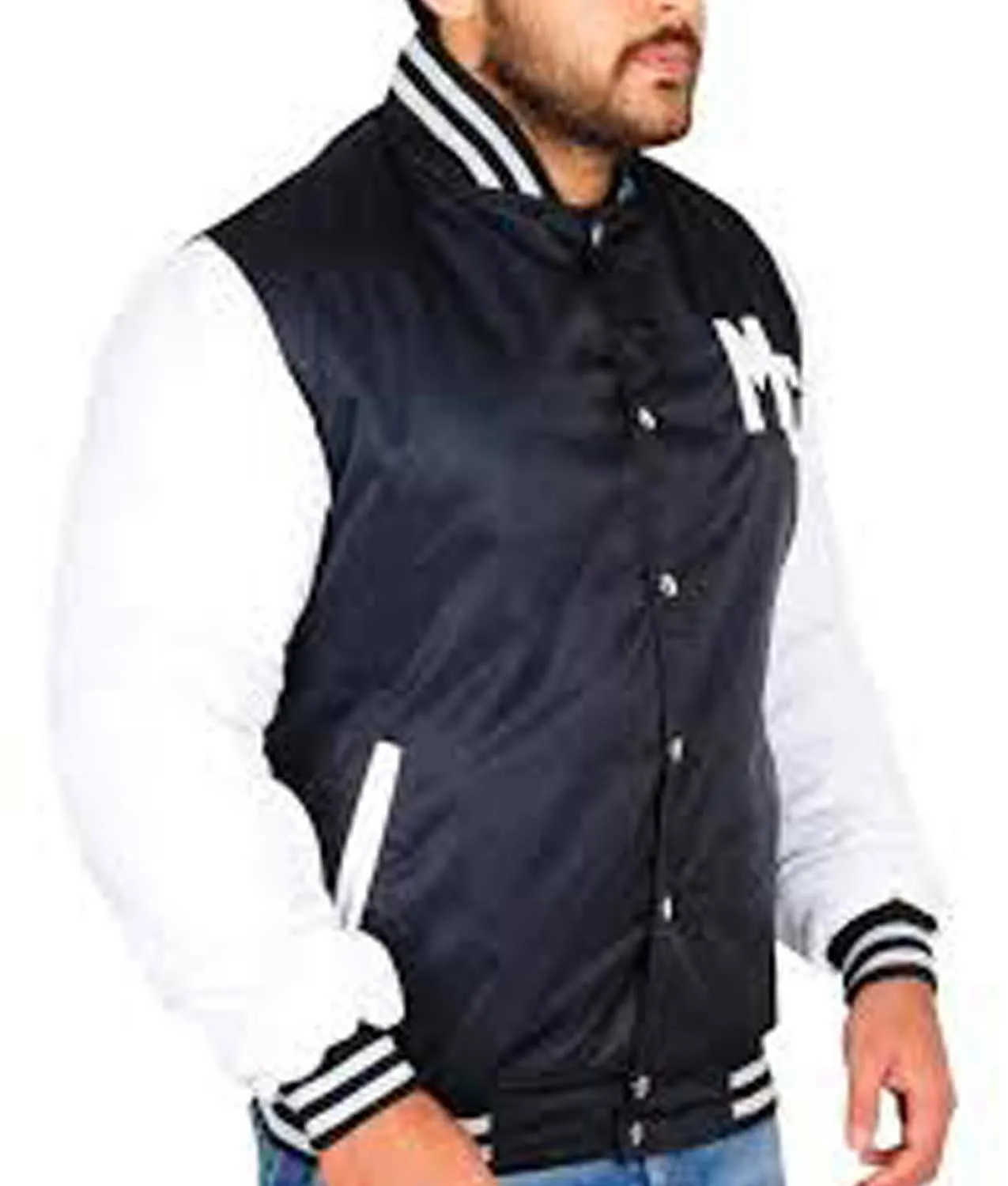 Spine Spark Rock Band Style Black White Bomber Satin Jacket