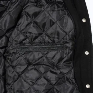 Spine Spark Royal Blue Wool Varsity Jacket Grey Leather Sleeves