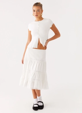 Mid-rise fit Good Vibes Midi Skirt - White