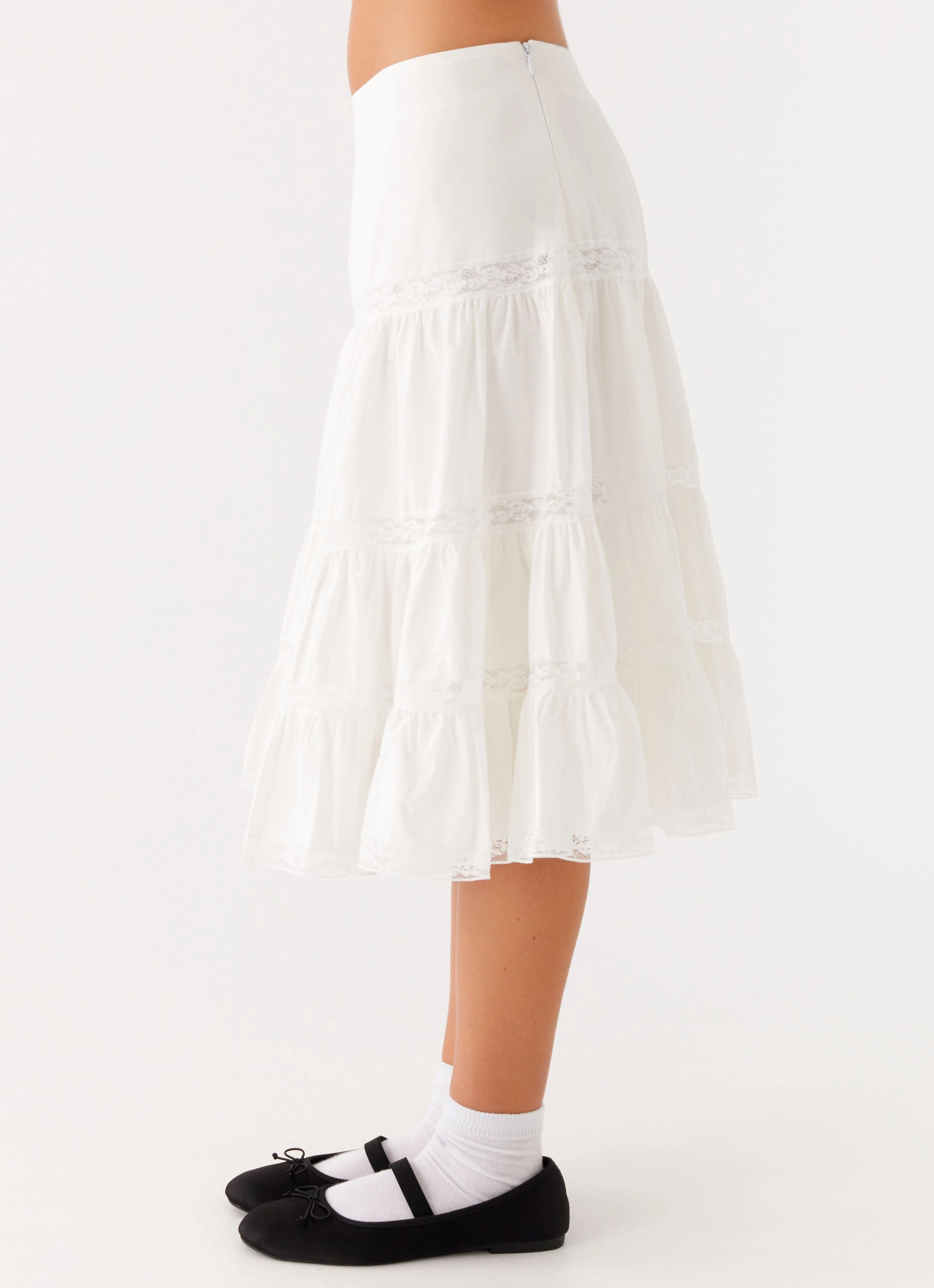 Comfort-First Good Vibes Midi Skirt - White