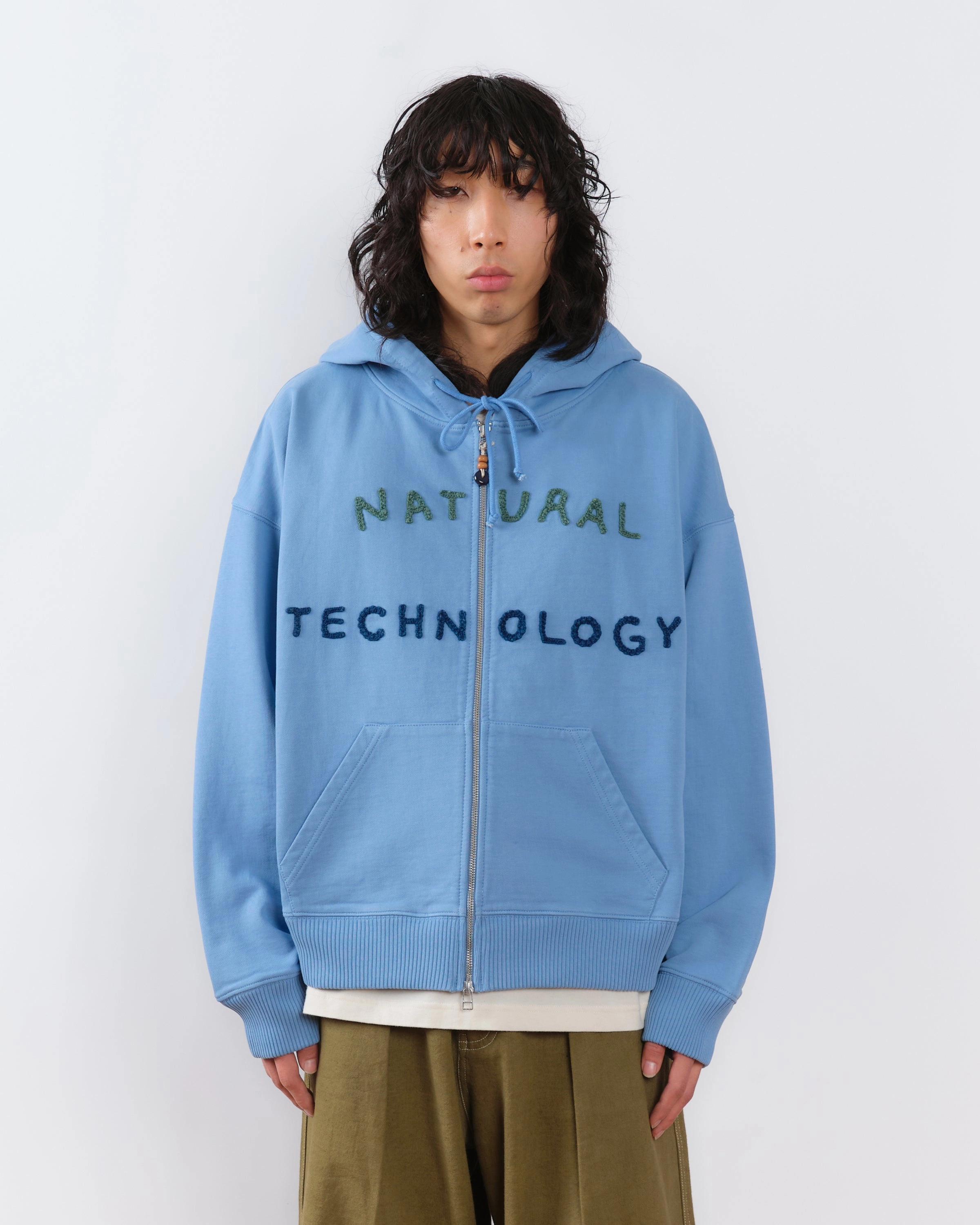 Inclusive Fit Stretch-Recovery Geo Zip Hoodie - Mid Indigo