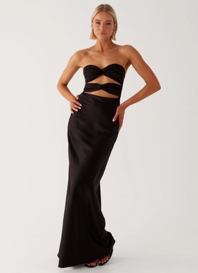 Summer Fashion Boho Aesthetic Tianna Strapless Maxi Dress - Black