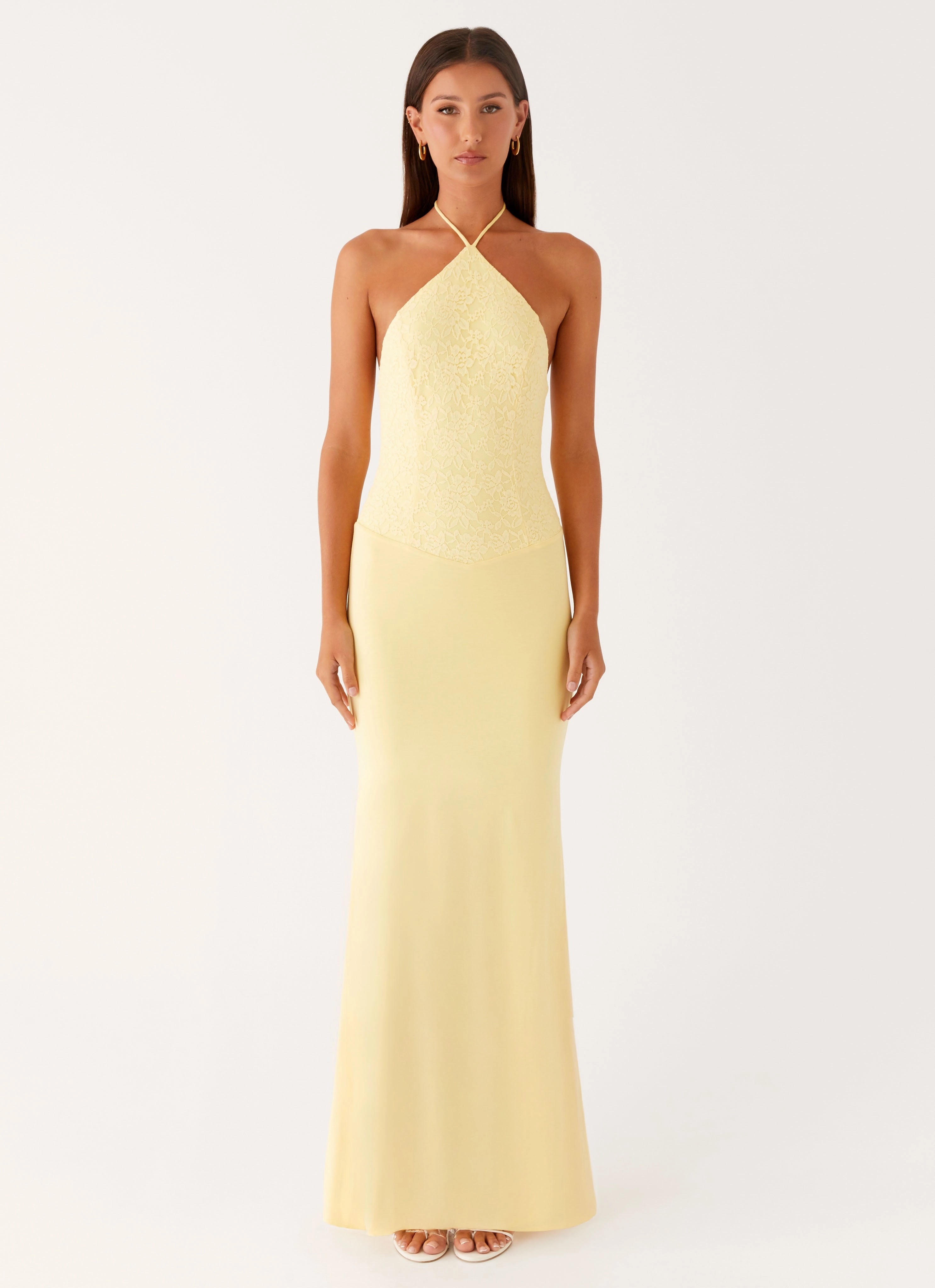 Fiesta Halter Maxi Dress - Sunny Yellow Minimal Comfort Soft Waist
