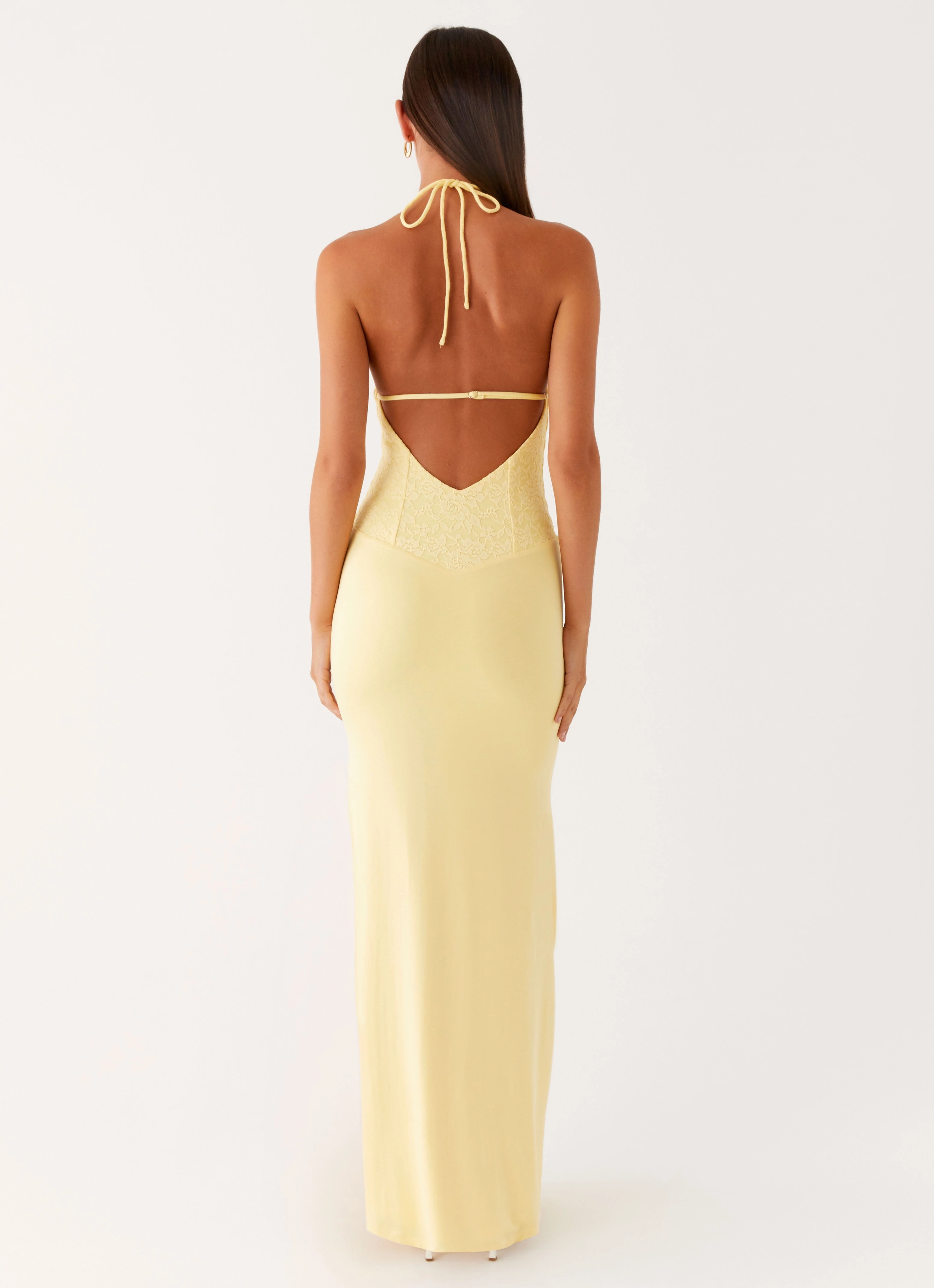 Fiesta Halter Maxi Dress - Sunny Yellow Silky Form