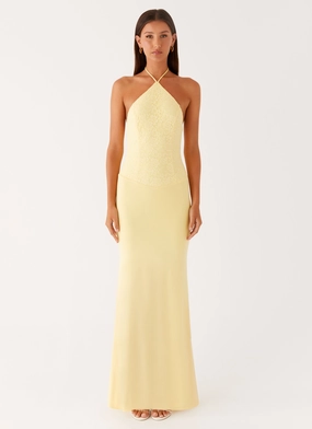 Fiesta Halter Maxi Dress - Sunny Yellow Minimal Comfort Soft Waist
