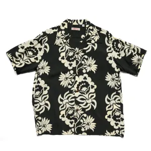 SS39216 Sunlight Flower Short Sleeve Hawaiian Black