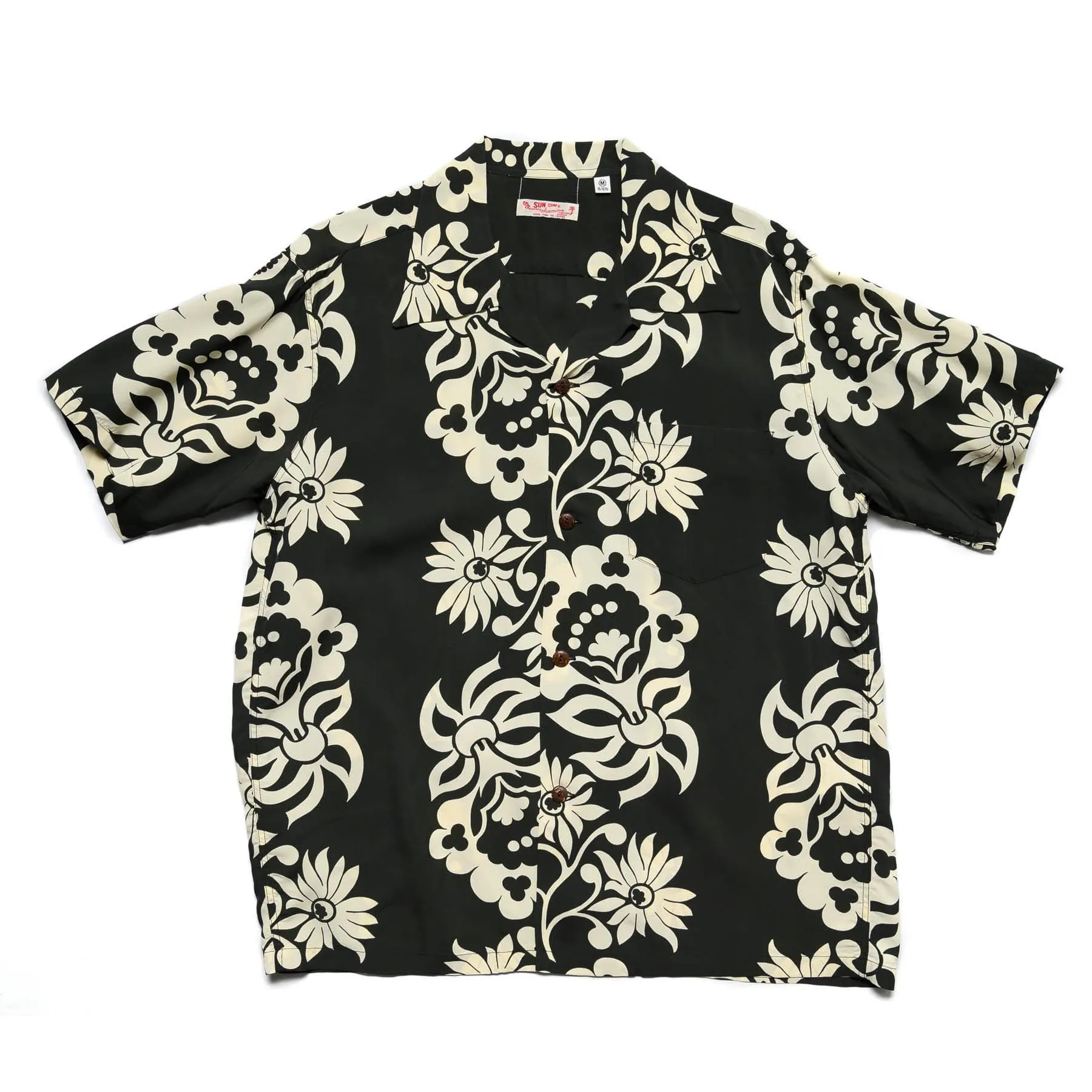 SS39216 Sunlight Flower Short Sleeve Hawaiian Black