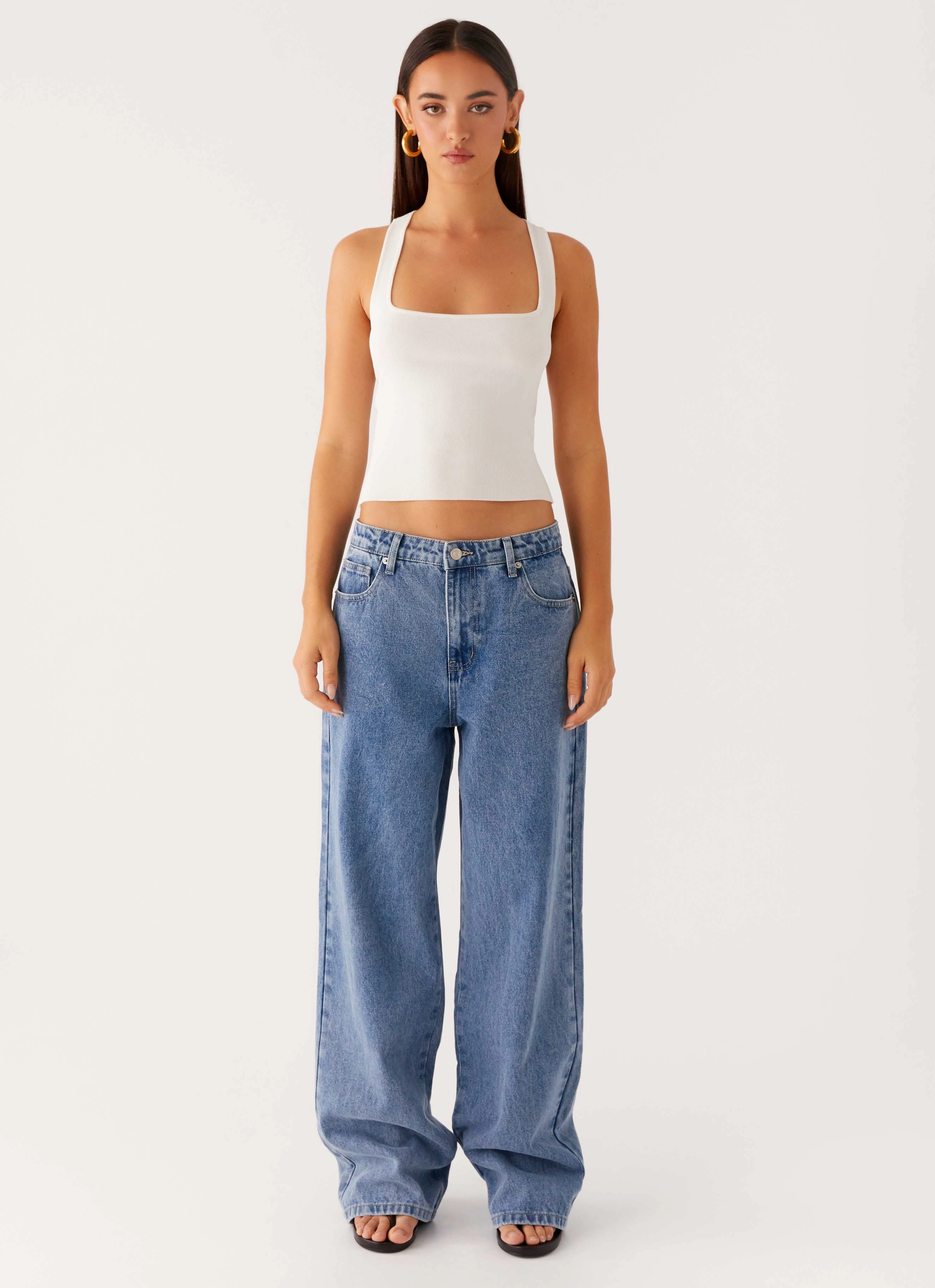 Keanna Low Rise Denim Jeans - Blue Denim Sweat Resistant