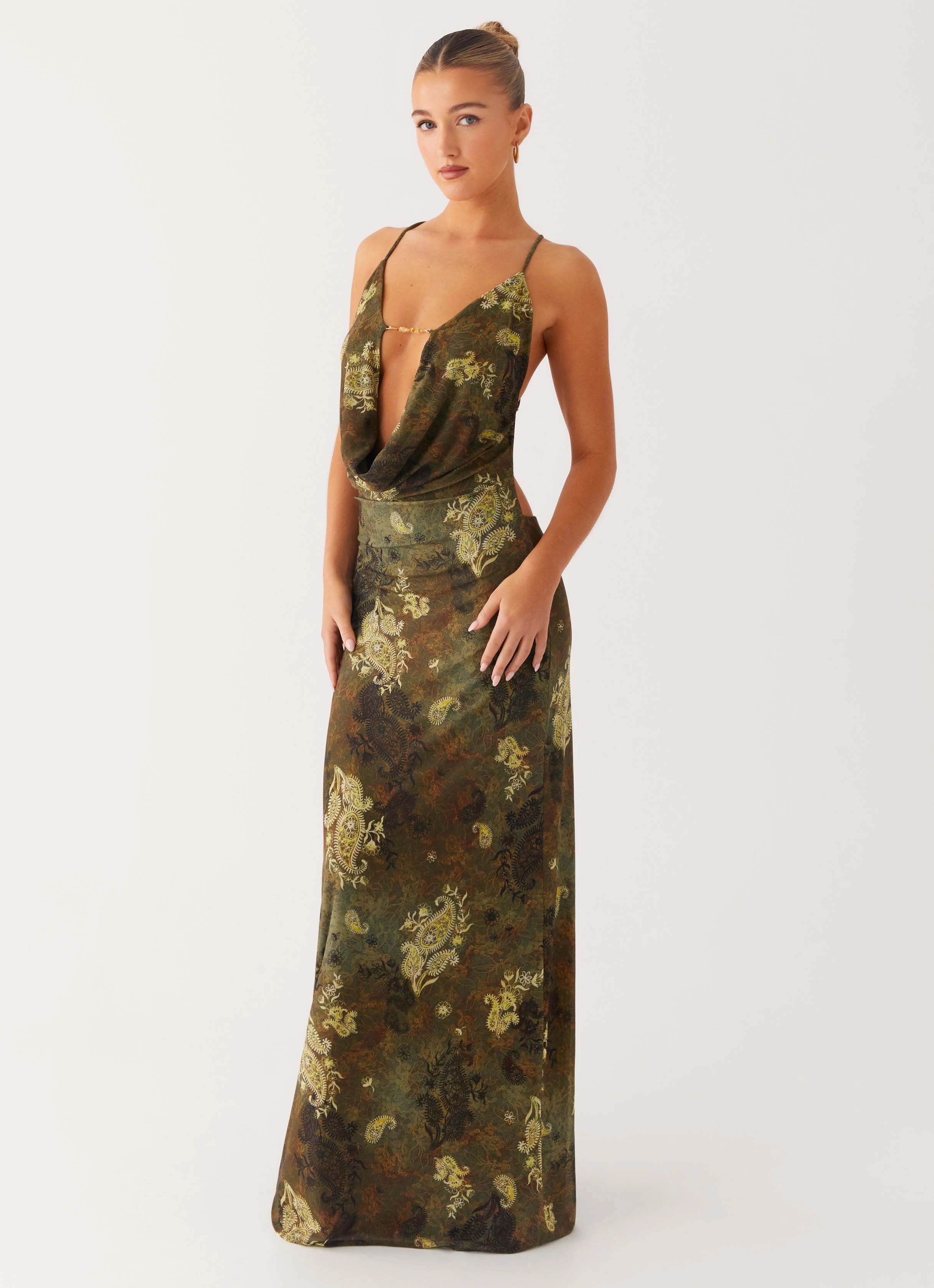 Star Fields Maxi Dress - Cyber Floral Clean Style