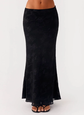Effortless Comfort Starlit Maxi Skirt - Black