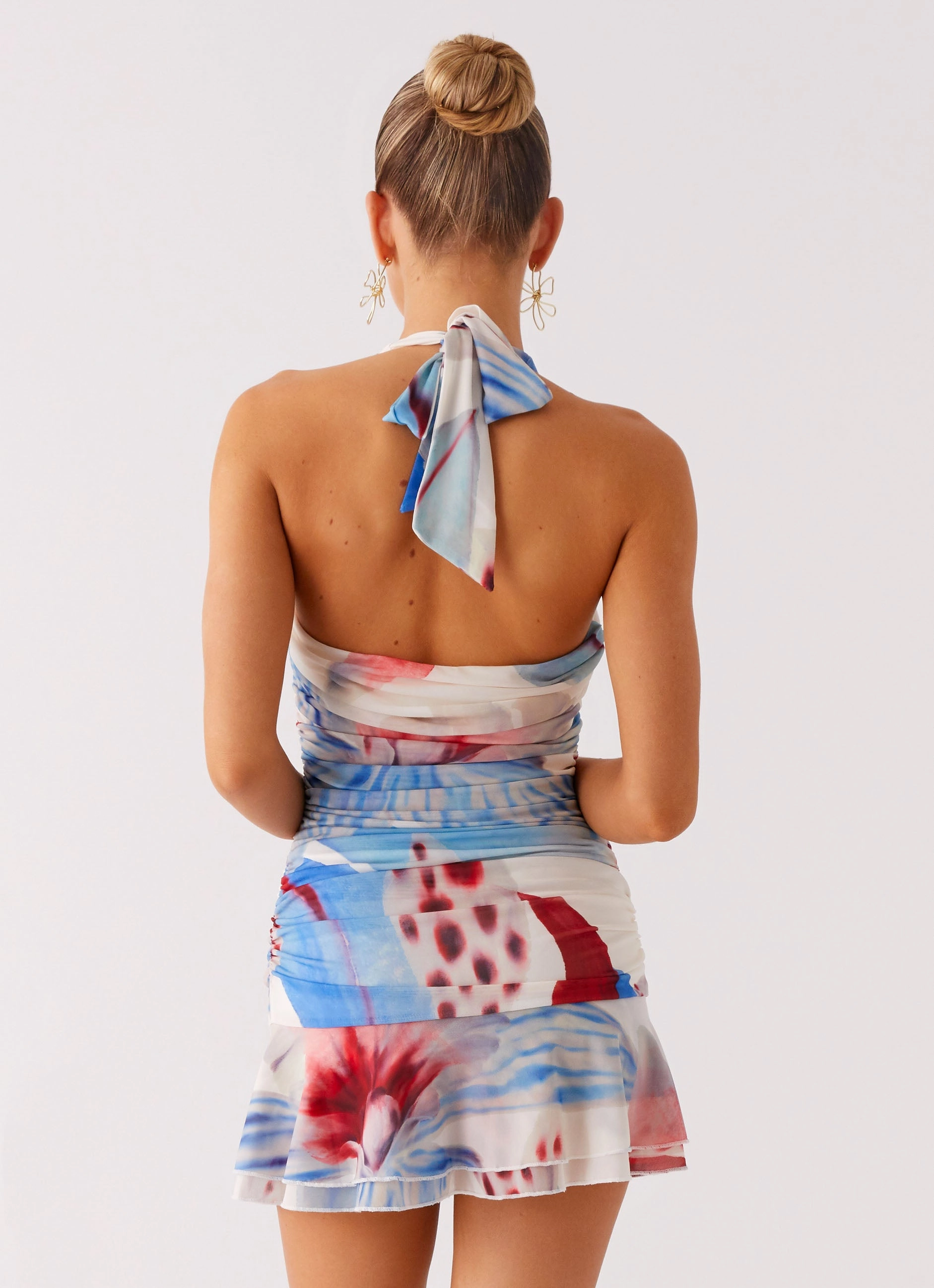 Starlit Night Mini Dress - Deep Sea Bloom Back Glow