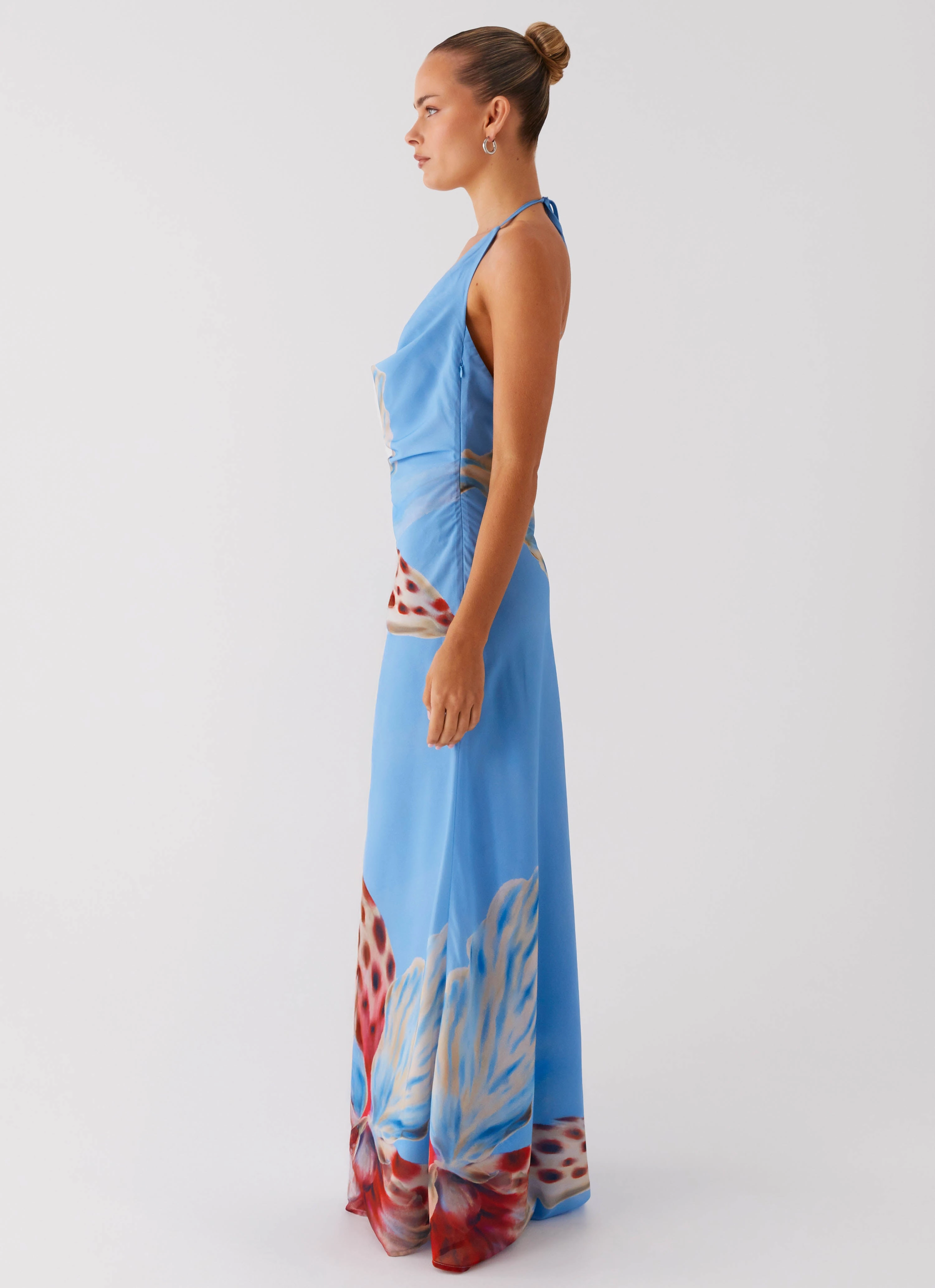 Stars Align Cowl Maxi Dress - Deep Sea Bloom Modest Light